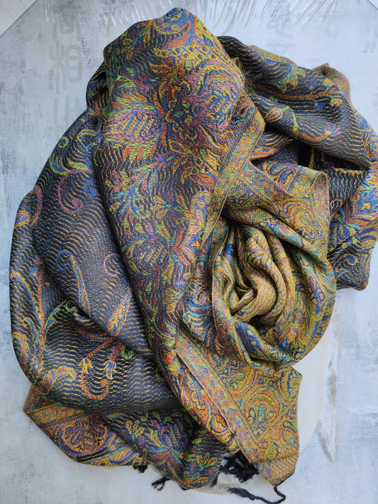 Pashmina Foulard Scarf Silk 100% India 195X75 60 cm