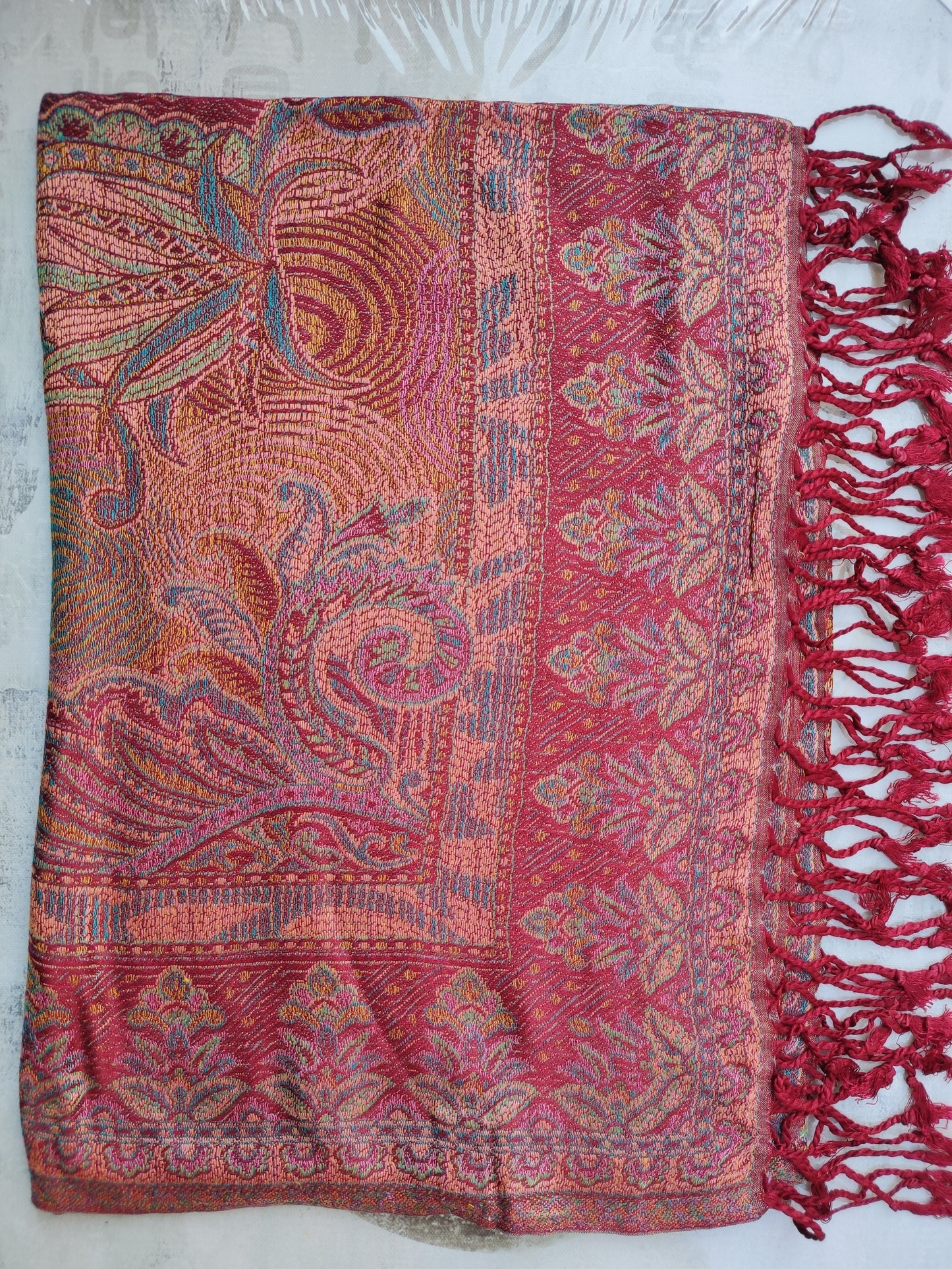 Pashmina Foulard Scarf Silk 100% India 195X75 60 cm