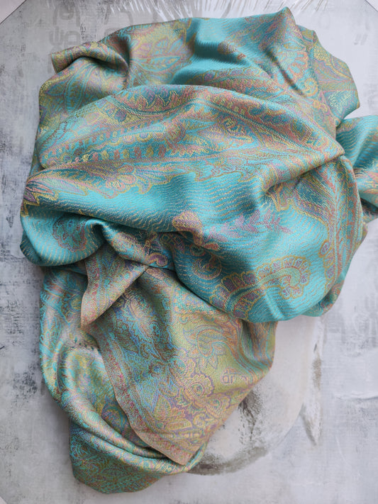 Pashmina Foulard Scarf Silk 100% India 195X75 60 cm