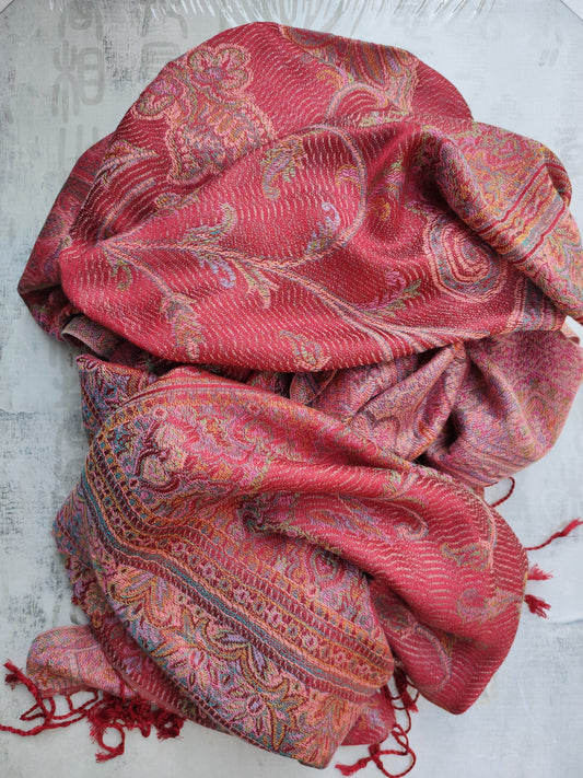 Pashmina Foulard Scarf Silk 100% India 195X75 60 cm