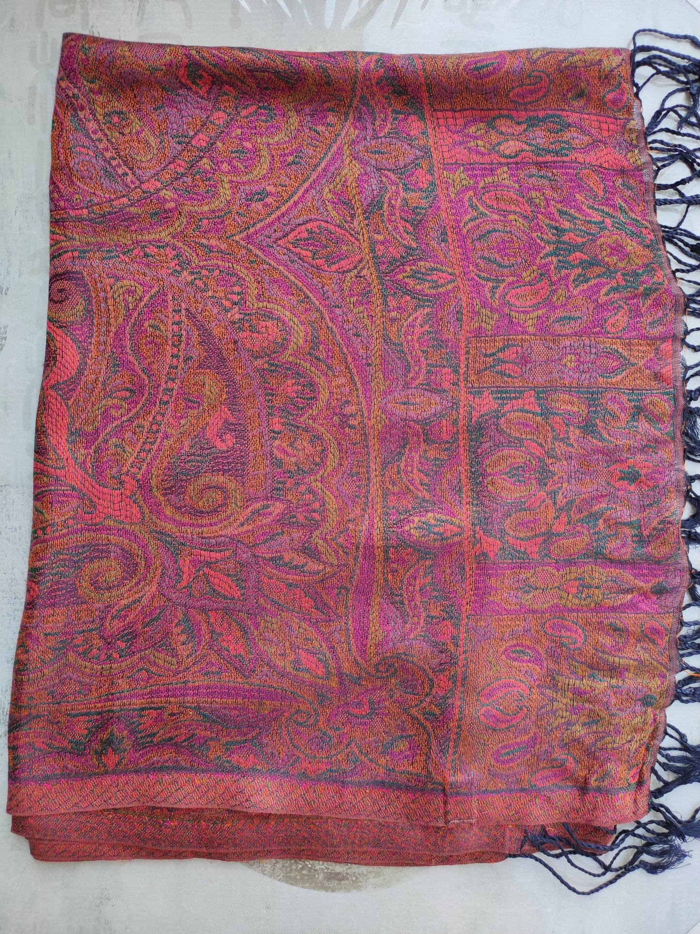 Pashmina Foulard Sciarpa Seta 100% India cm 195X75 42S