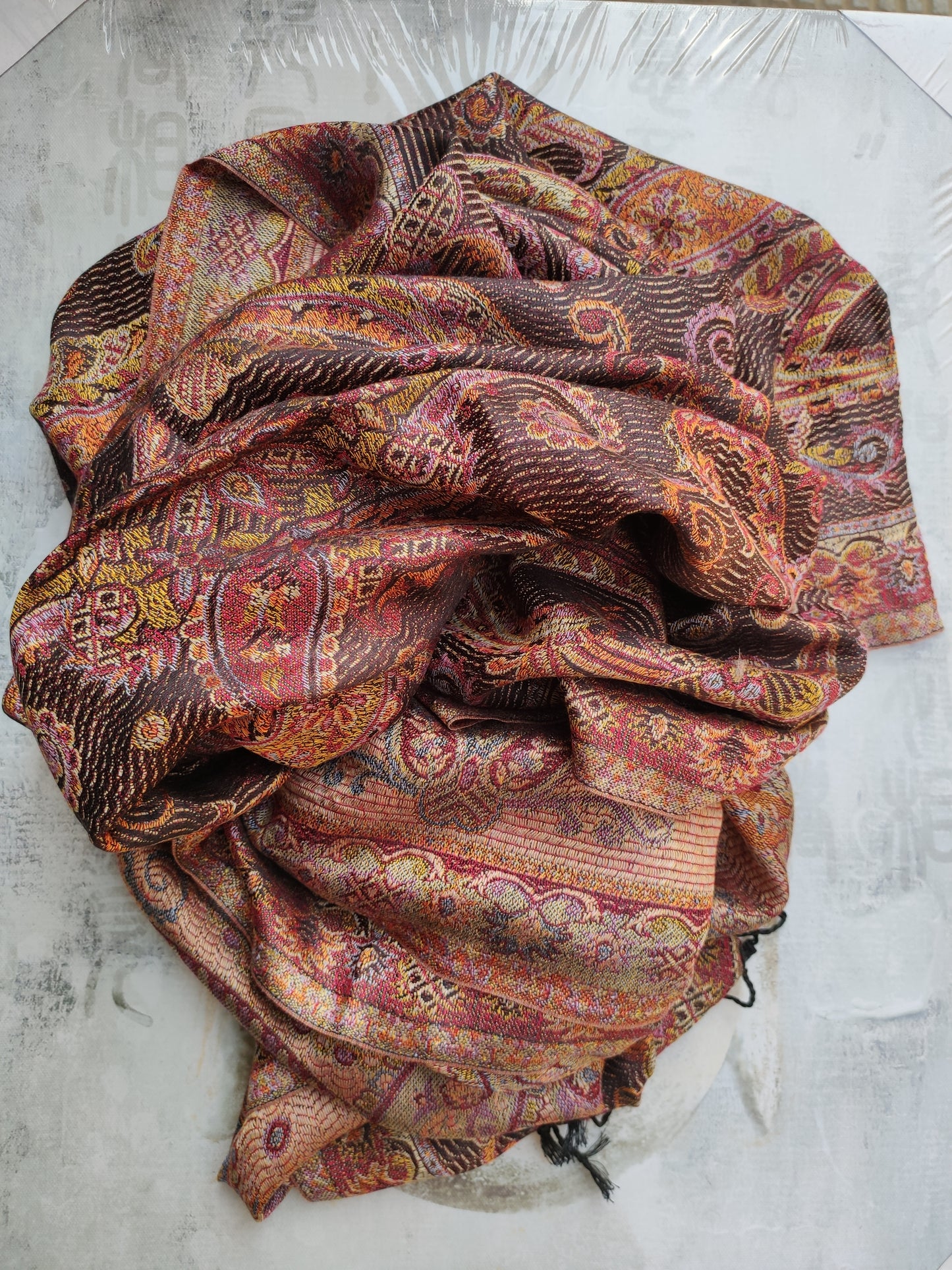 Pashmina Foulard Scarf Silk 100% India 195X75 60 cm