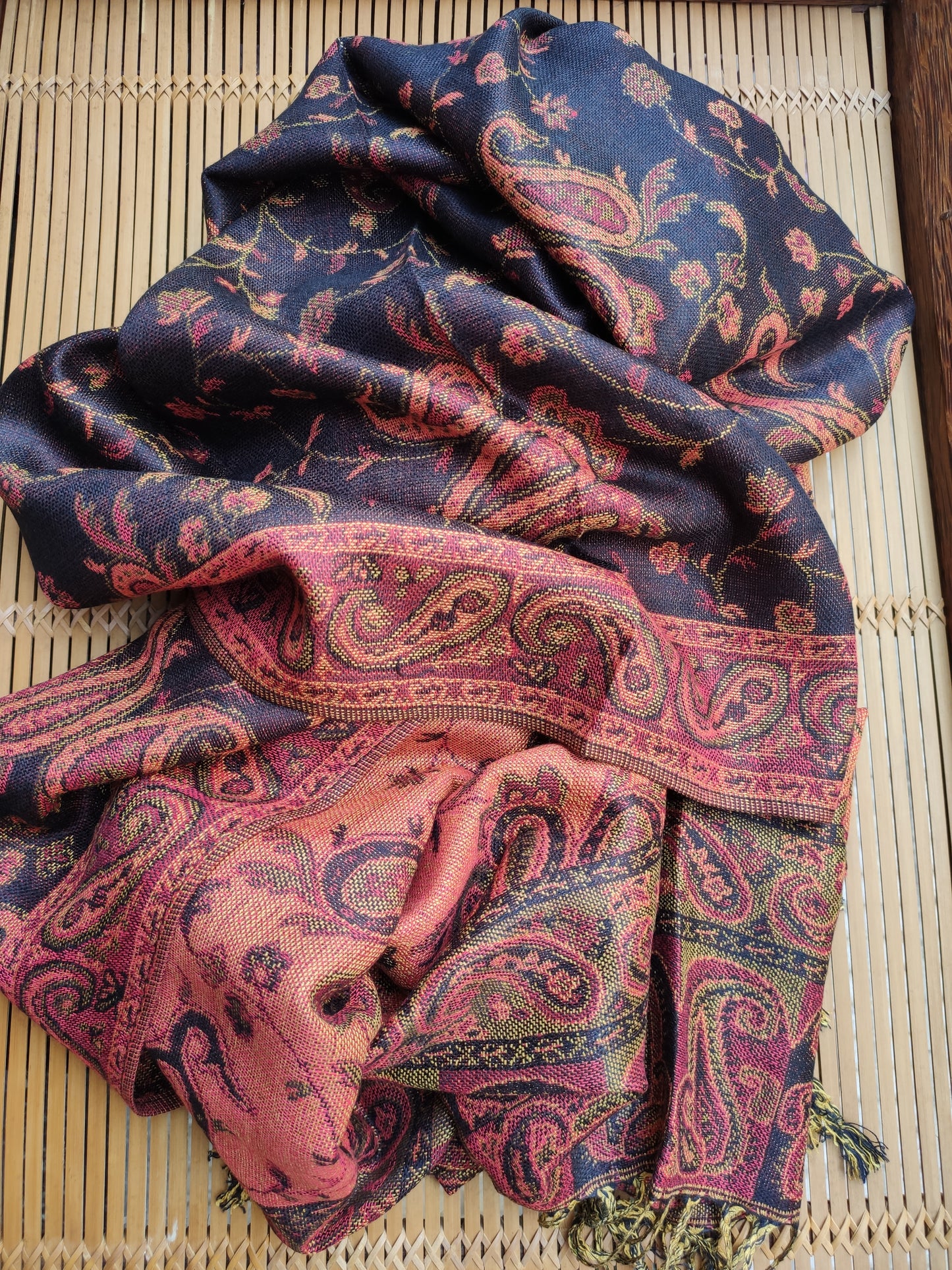 Pashmina Foulard Scarf Silk 100% India 195X75 60 cm