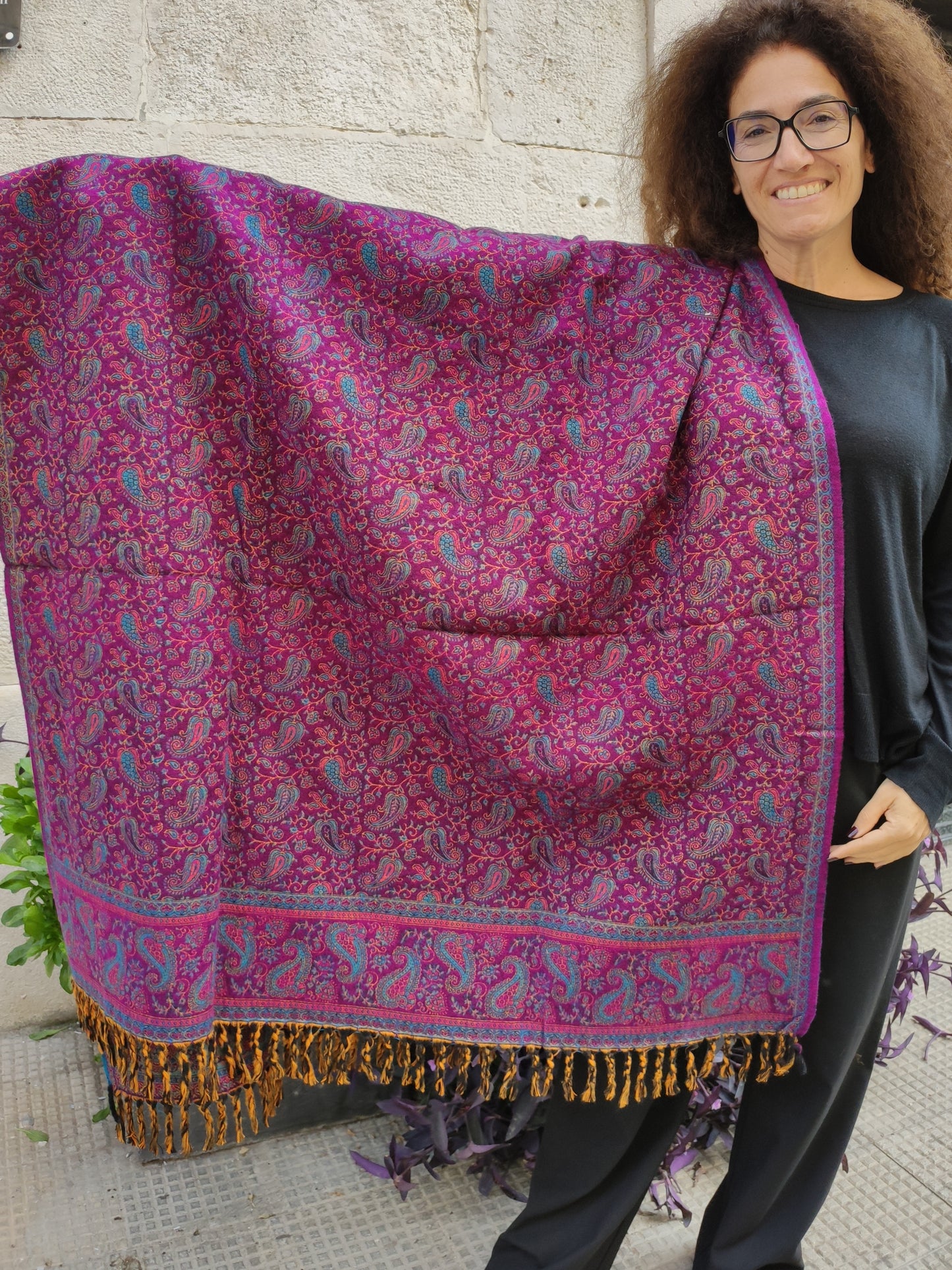 Pashmina shawl blanket 100% warm Yak wool Tibet 50R