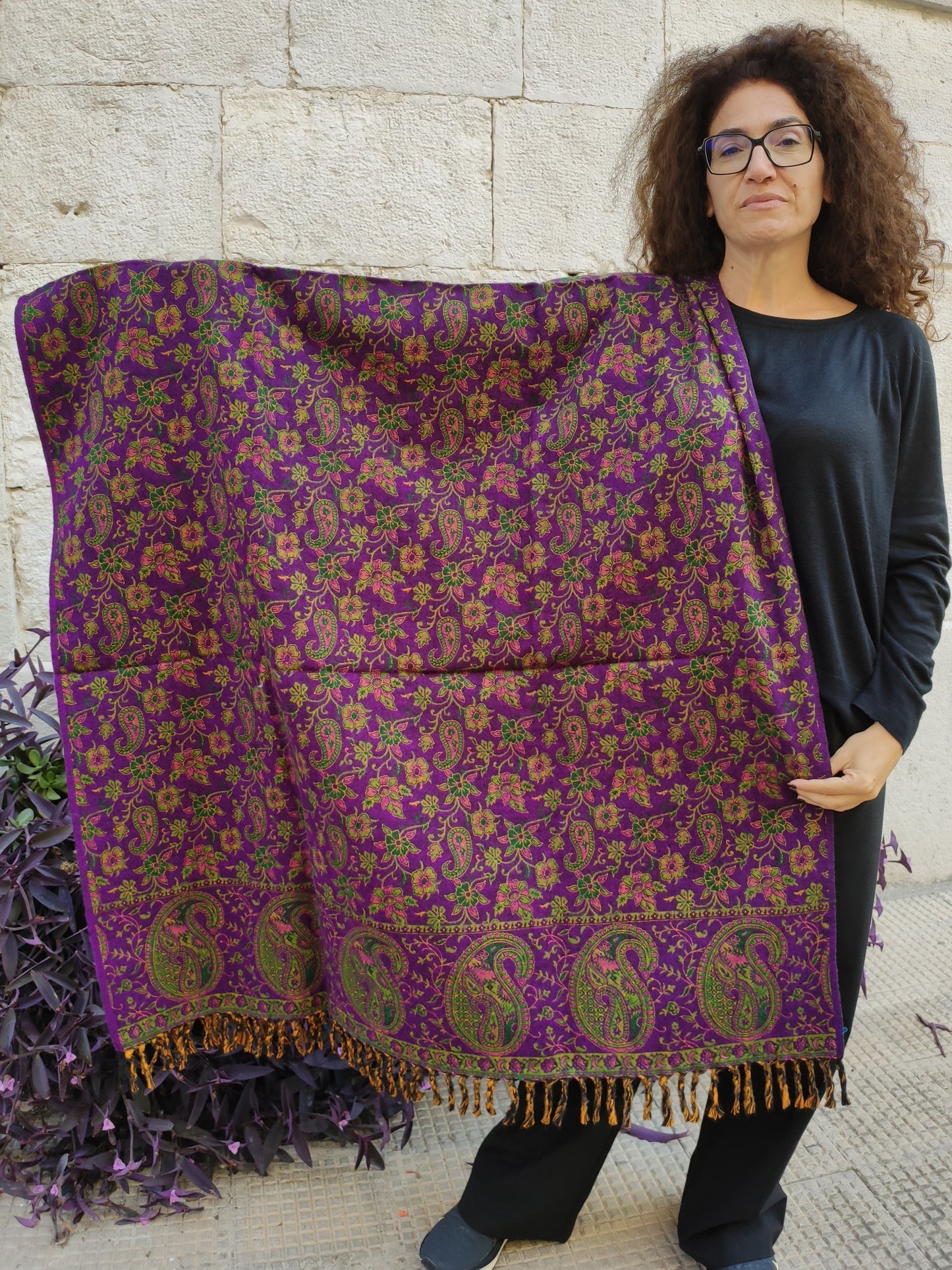 Pashmina shawl blanket 100% warm Yak wool Tibet 50R