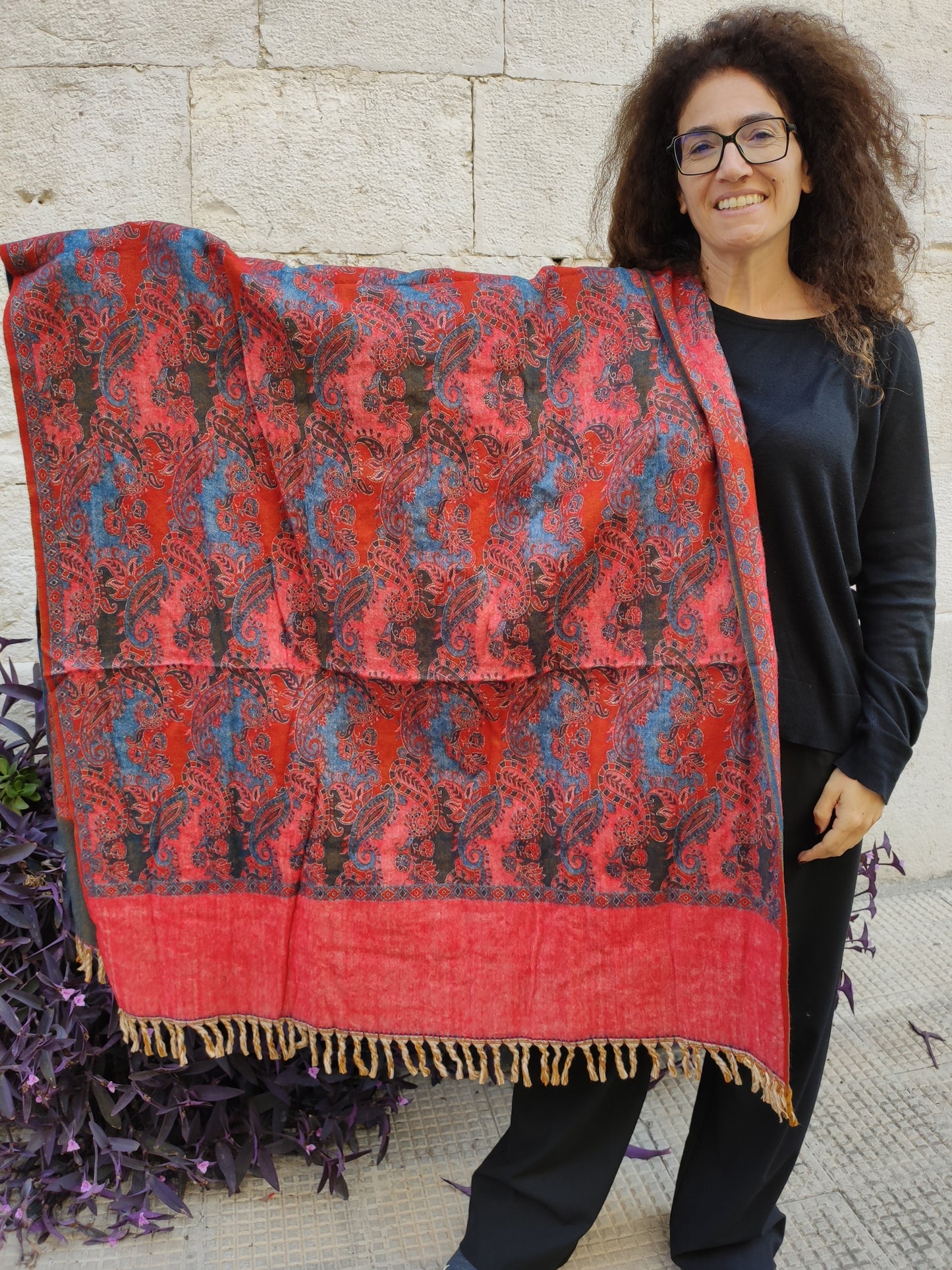 Pashmina shawl blanket 100% warm Yak wool Tibet 50R