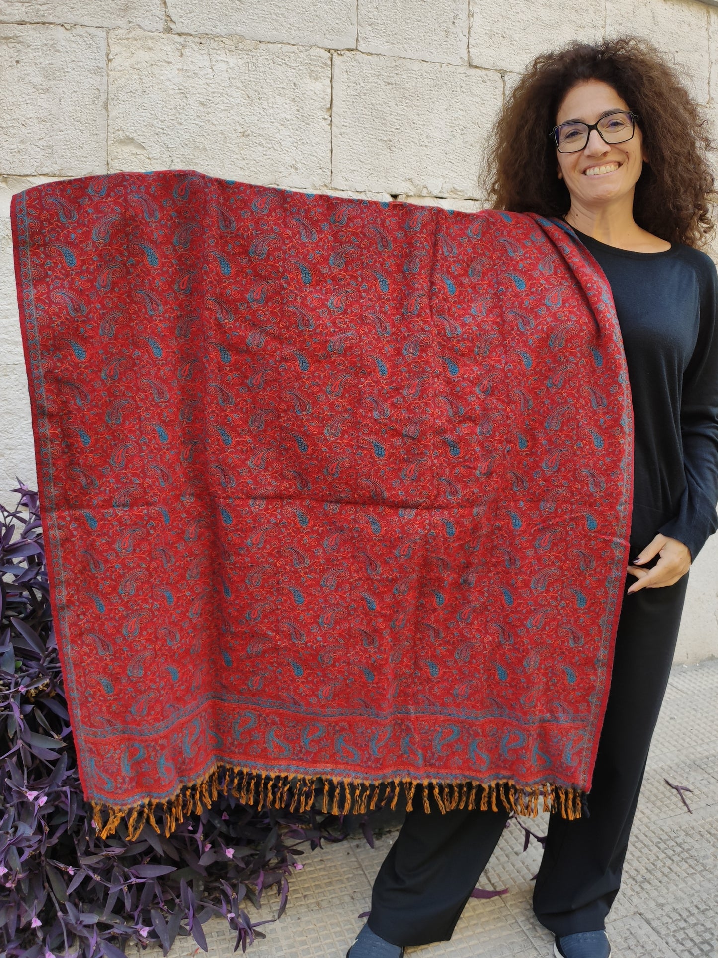 Pashmina shawl blanket 100% warm Yak wool Tibet 50R