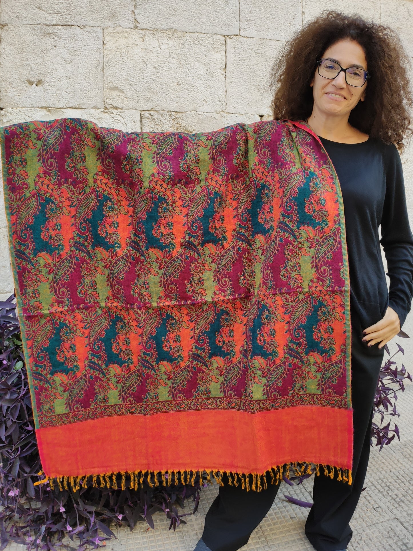 Pashmina shawl blanket 100% warm Yak wool Tibet 50R