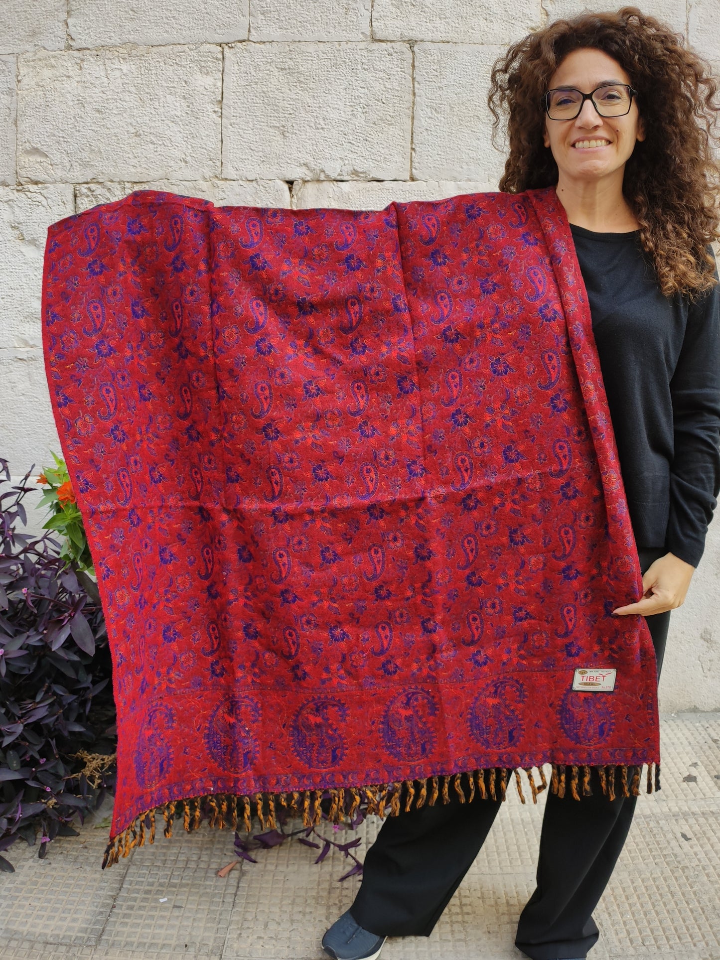 Pashmina shawl blanket 100% warm Yak wool Tibet 50R