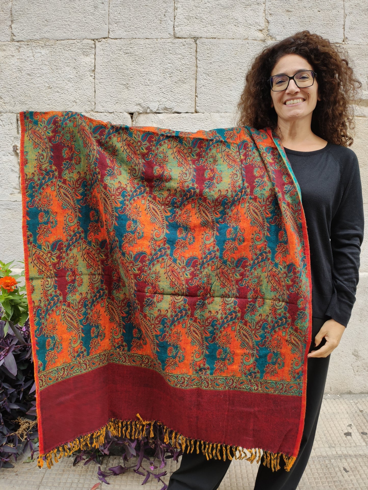 Pashmina shawl blanket 100% warm Yak wool Tibet 50R