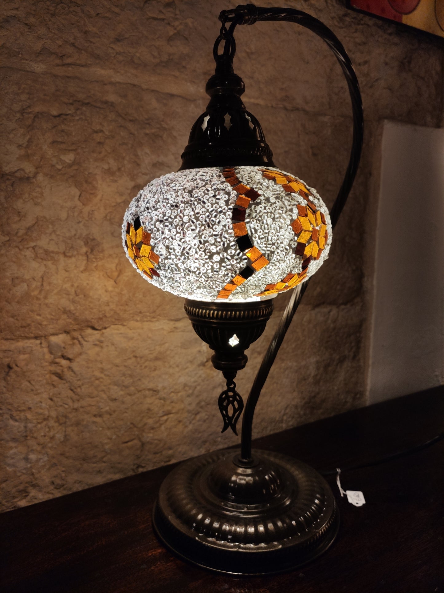 Turkish mosaic glass lamp, ethnic decor 2B