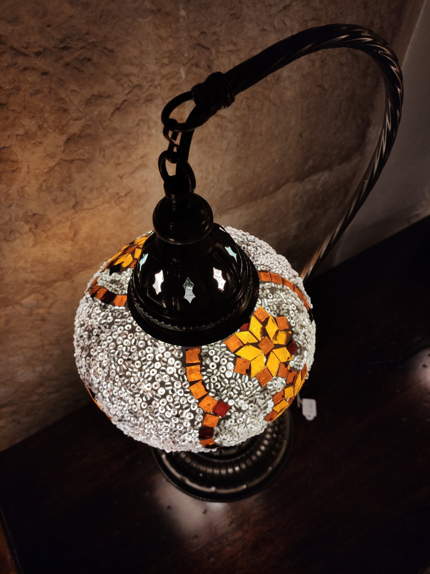 Turkish mosaic glass lamp, ethnic decor 2B