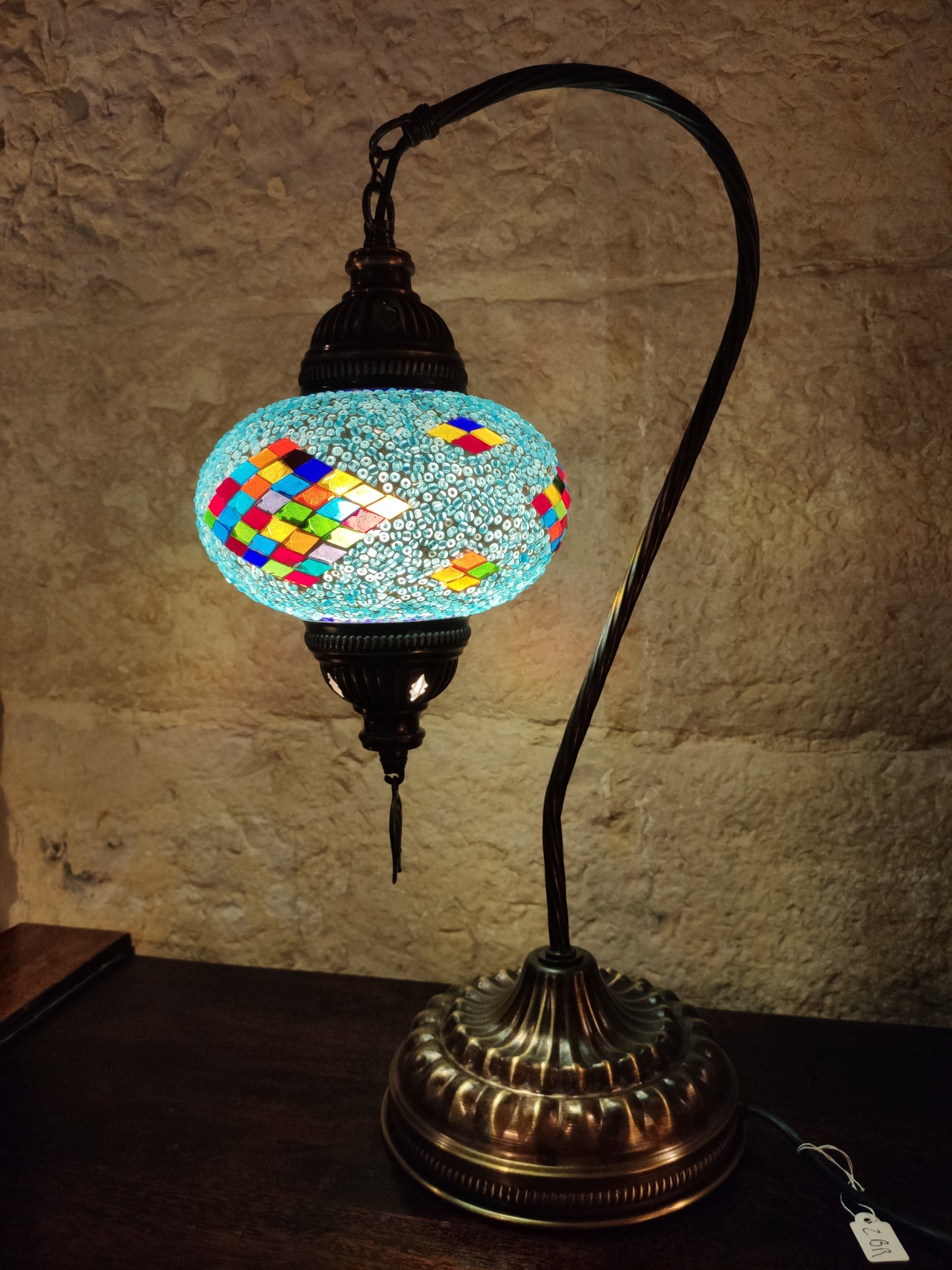 Turkish mosaic glass lamp, ethnic decor 2B