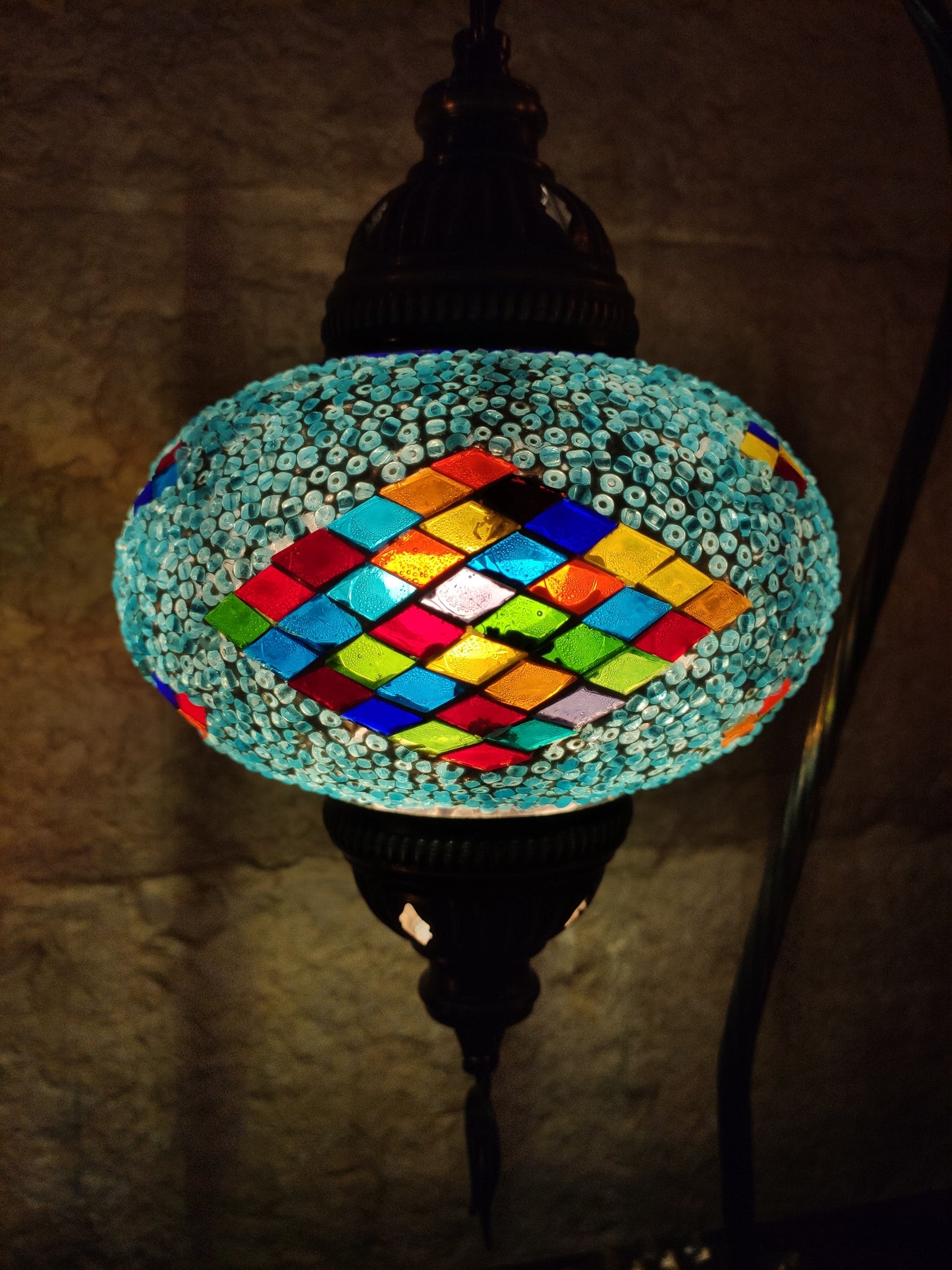 Turkish mosaic glass lamp, ethnic decor 2B