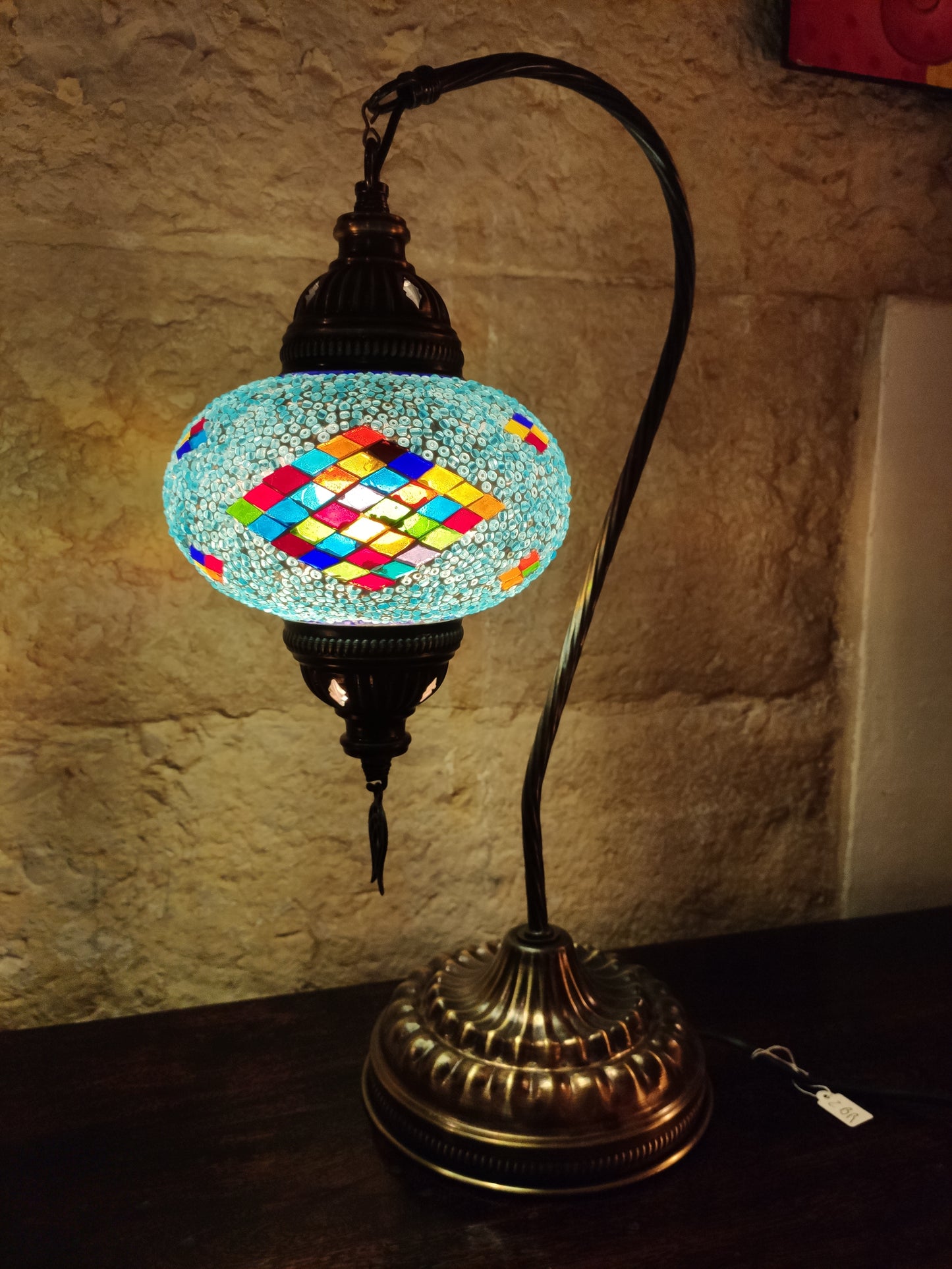 Turkish mosaic glass lamp, ethnic decor 2B