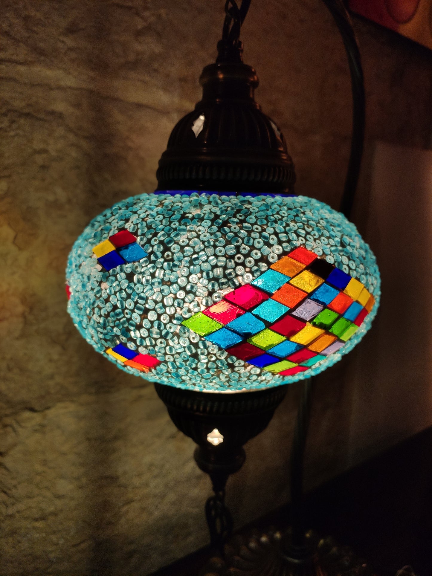 Turkish mosaic glass lamp, ethnic decor 2B