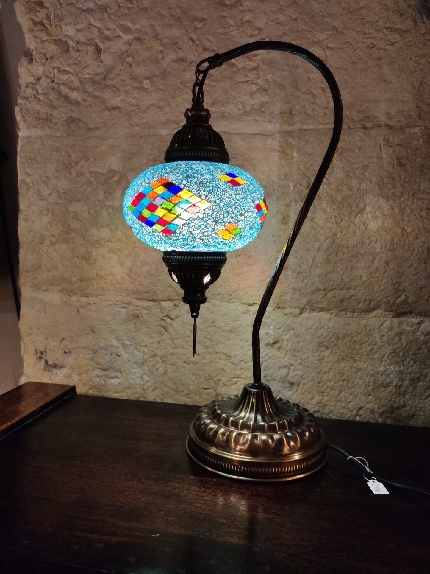 Turkish mosaic glass lamp, ethnic decor 2B