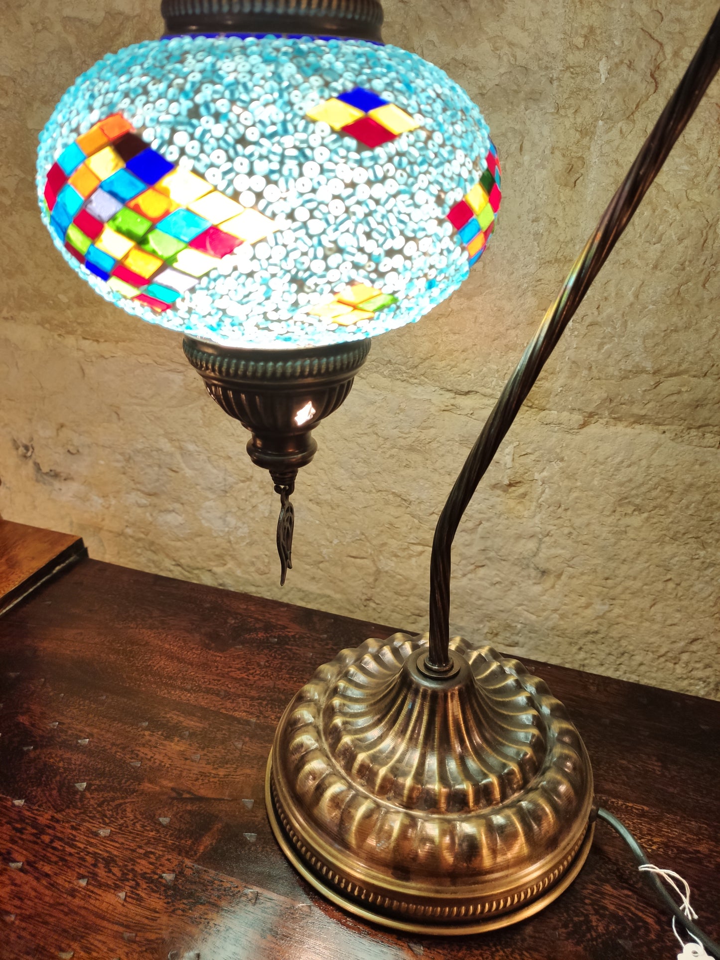 Turkish mosaic glass lamp, ethnic decor 2B