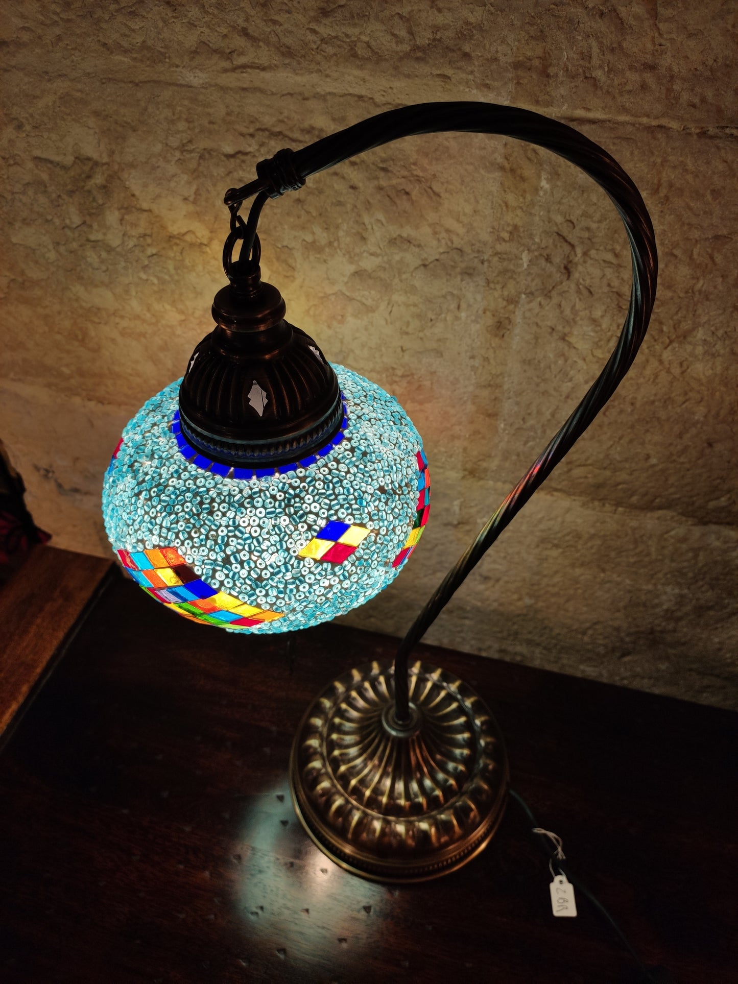 Turkish mosaic glass lamp, ethnic decor 2B