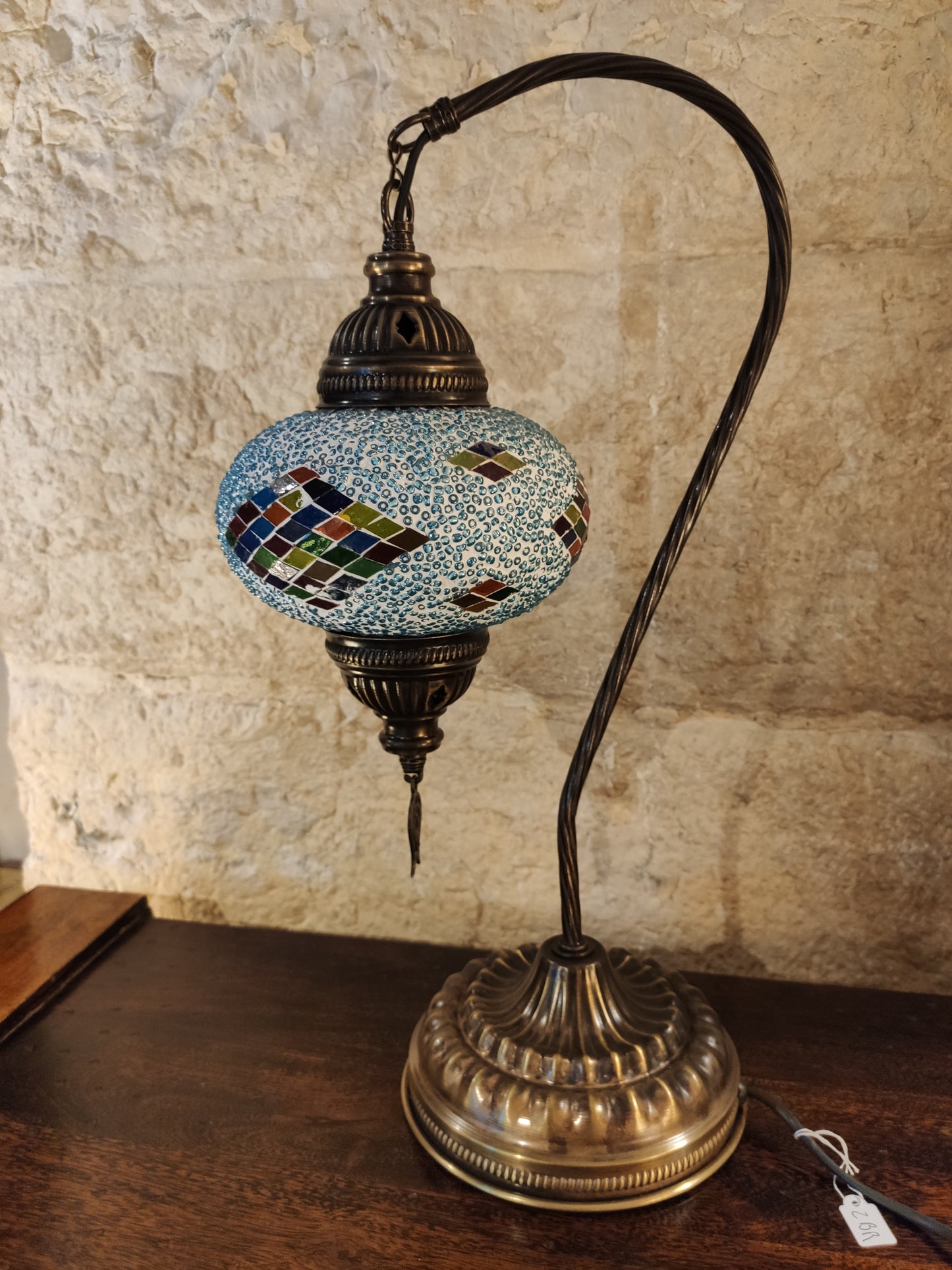 Turkish mosaic glass lamp, ethnic decor 2B