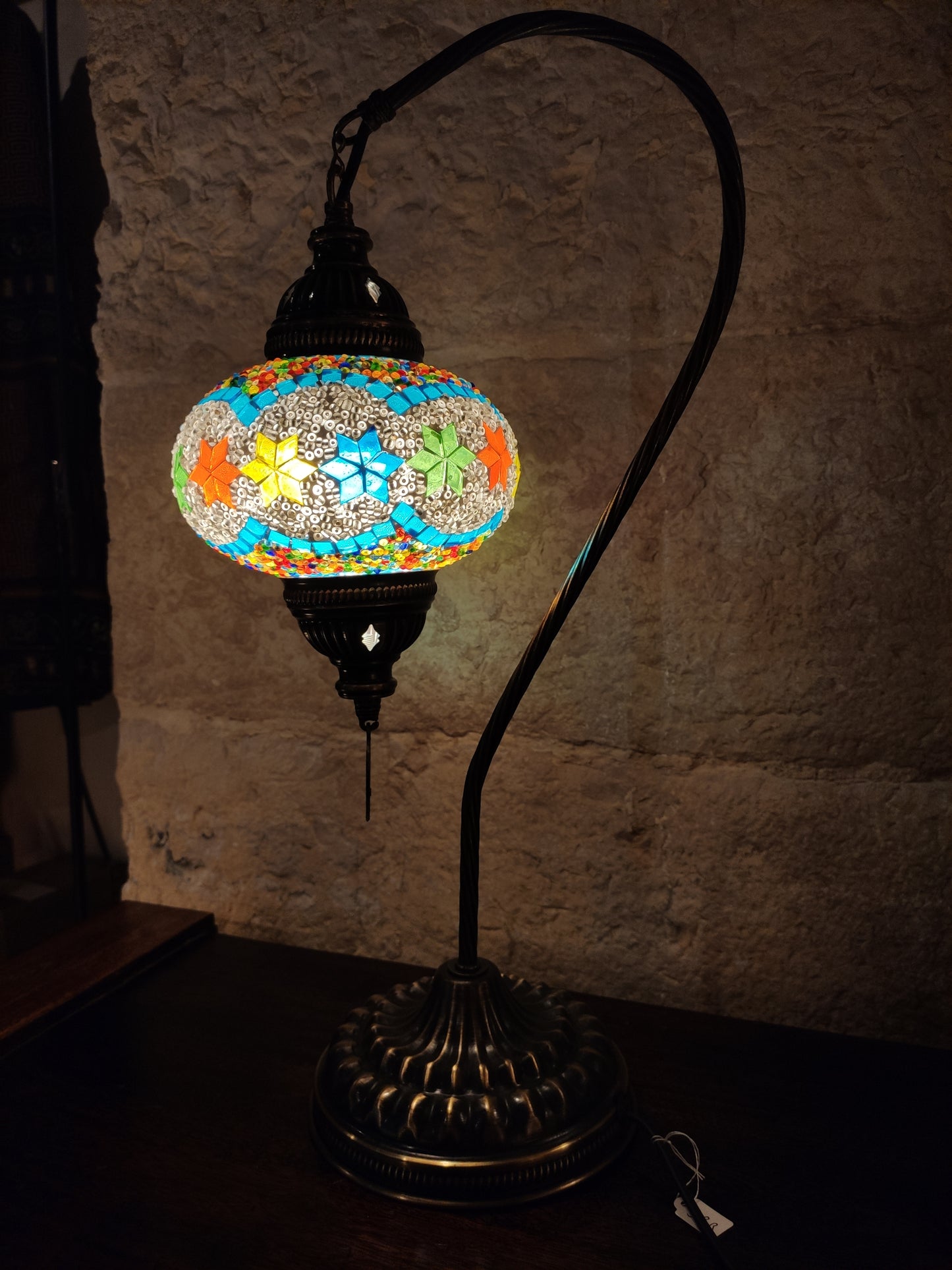 Turkish mosaic glass lamp, ethnic decor 2B