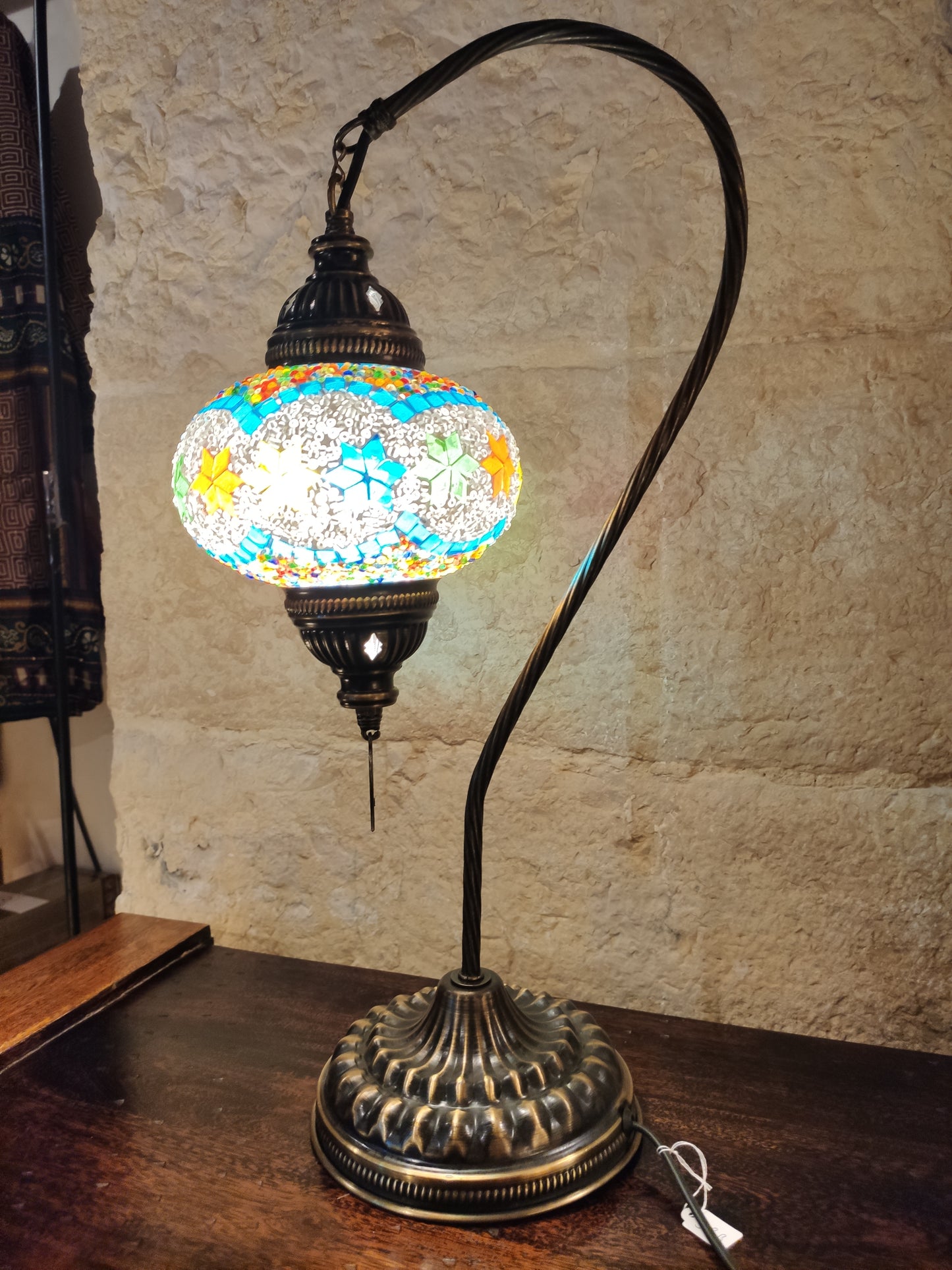 Turkish mosaic glass lamp, ethnic decor 2B