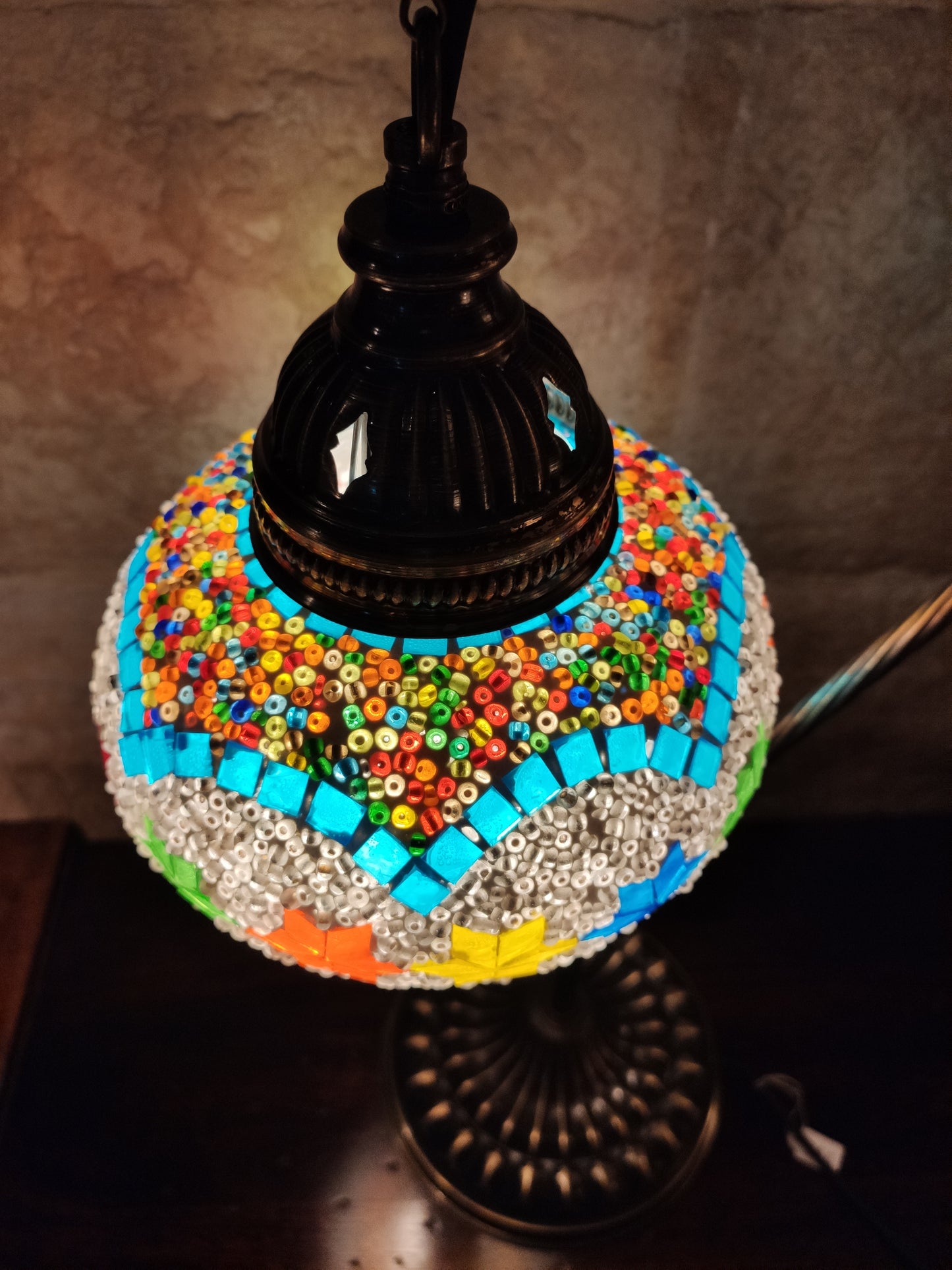 Turkish mosaic glass lamp, ethnic decor 2B