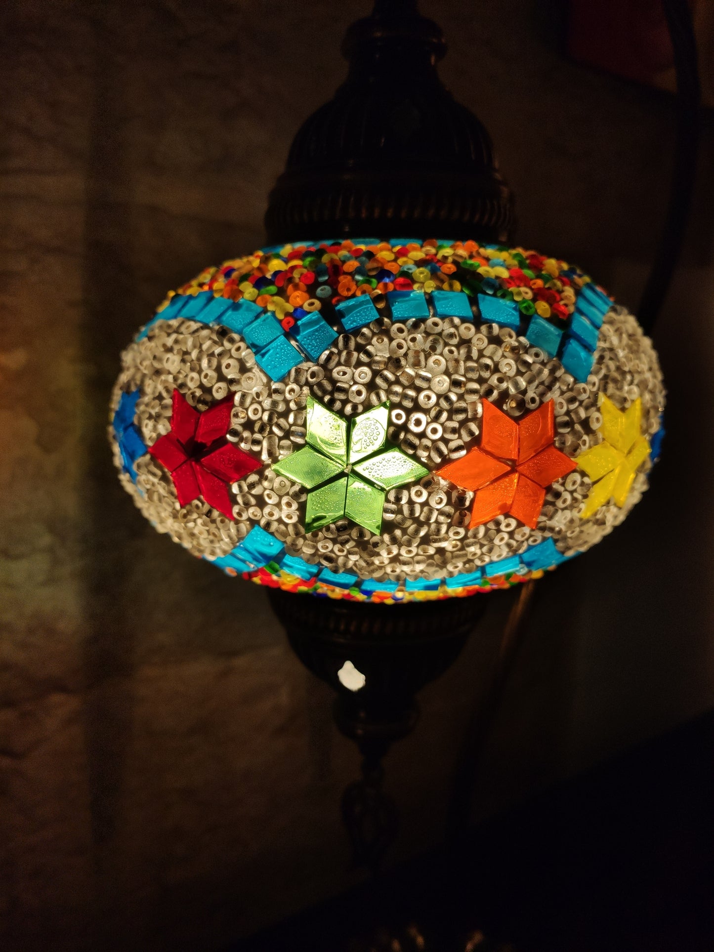 Turkish mosaic glass lamp, ethnic decor 2B