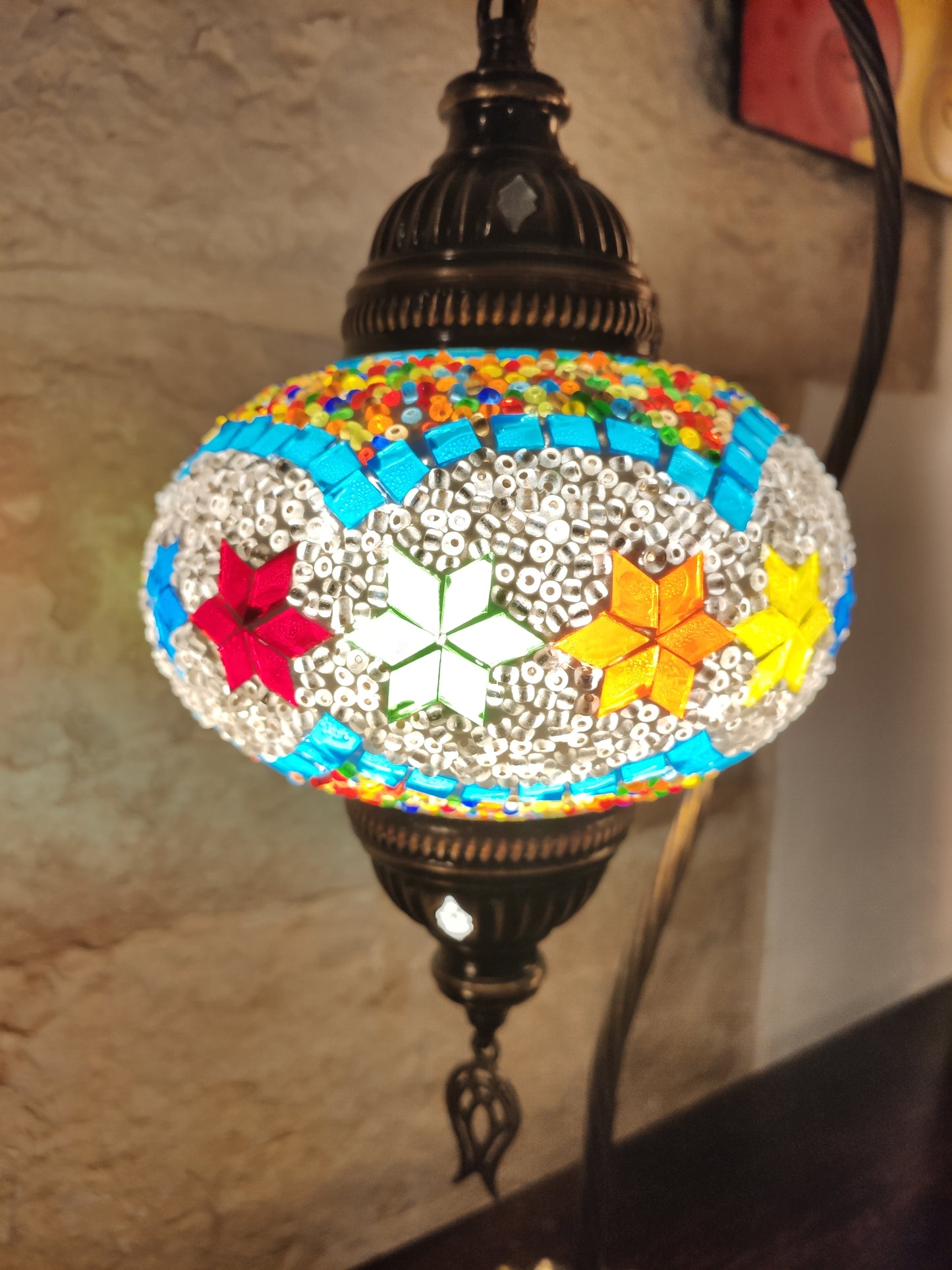 Turkish mosaic glass lamp, ethnic decor 2B