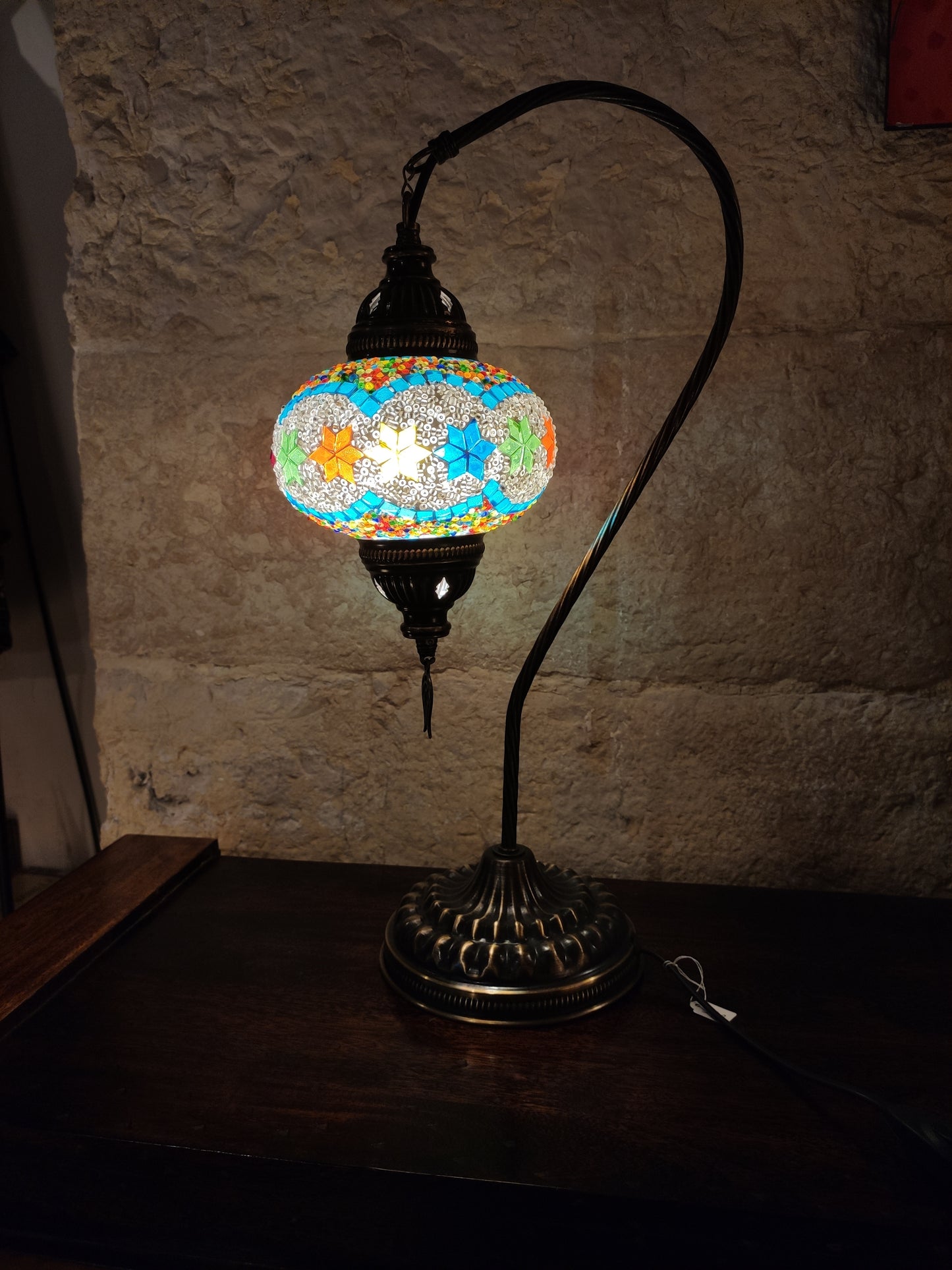 Turkish mosaic glass lamp, ethnic decor 2B