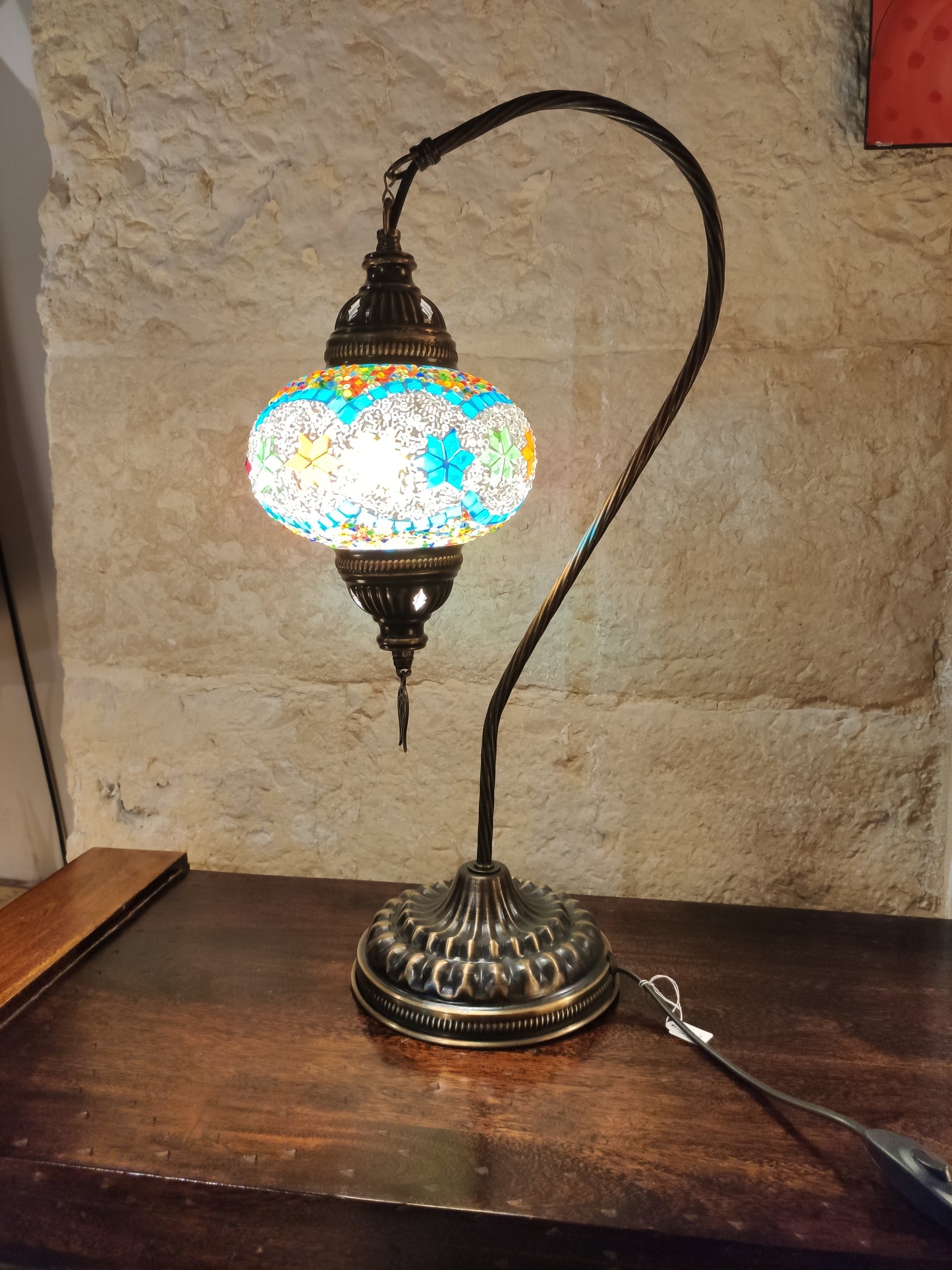 Turkish mosaic glass lamp, ethnic decor 2B