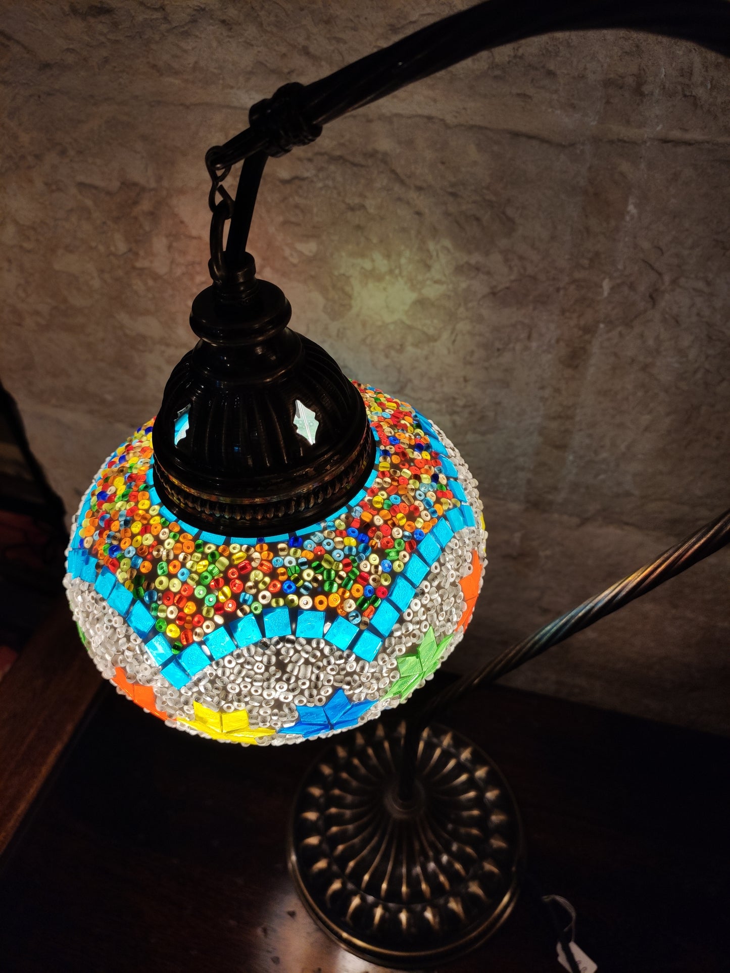 Turkish mosaic glass lamp, ethnic decor 2B