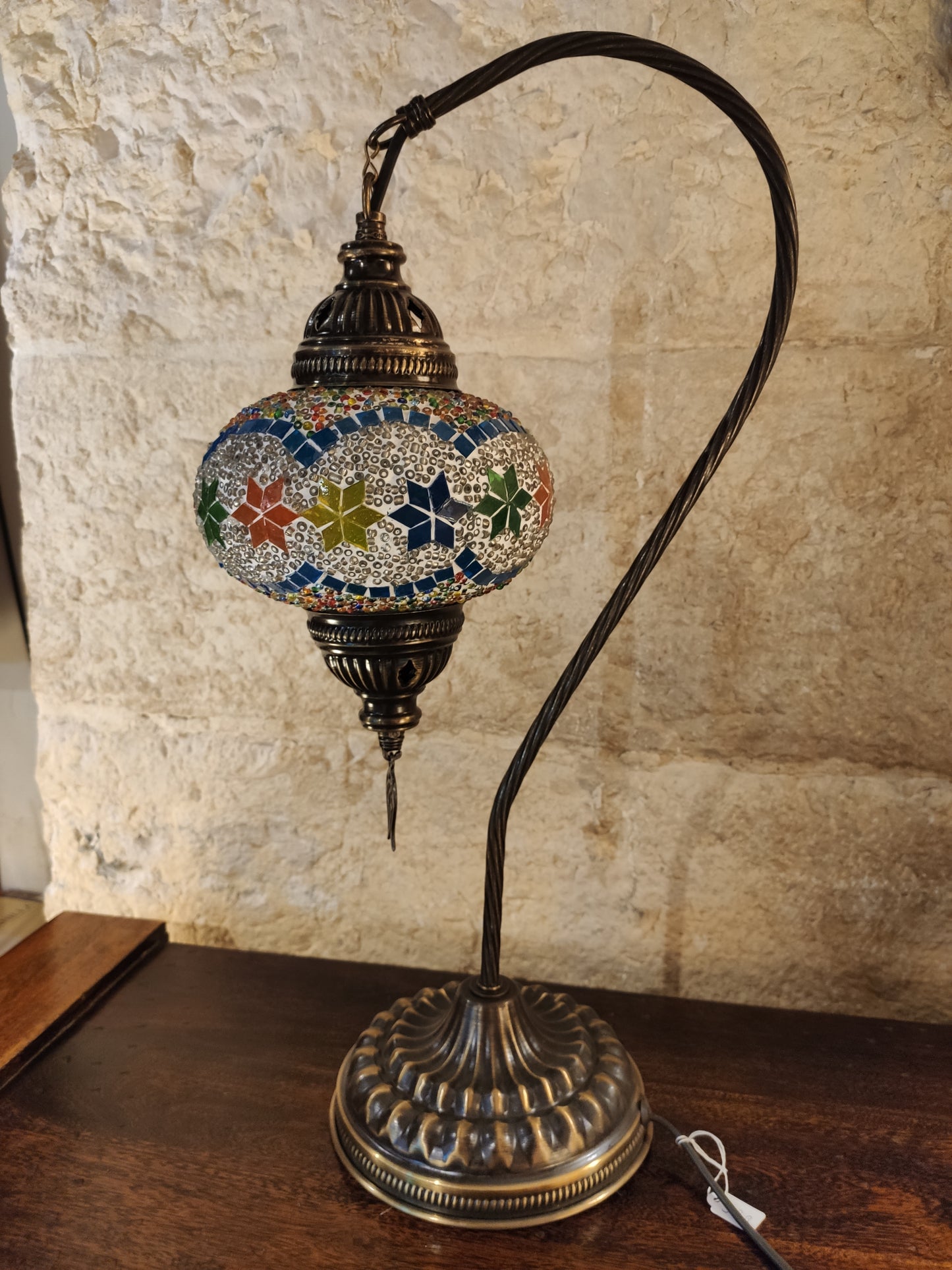 Turkish mosaic glass lamp, ethnic decor 2B