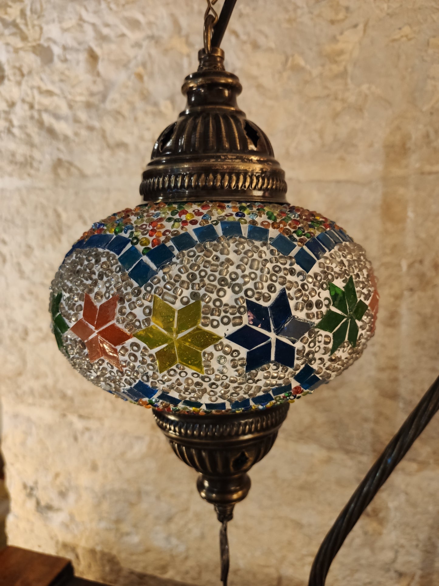 Turkish mosaic glass lamp, ethnic decor 2B