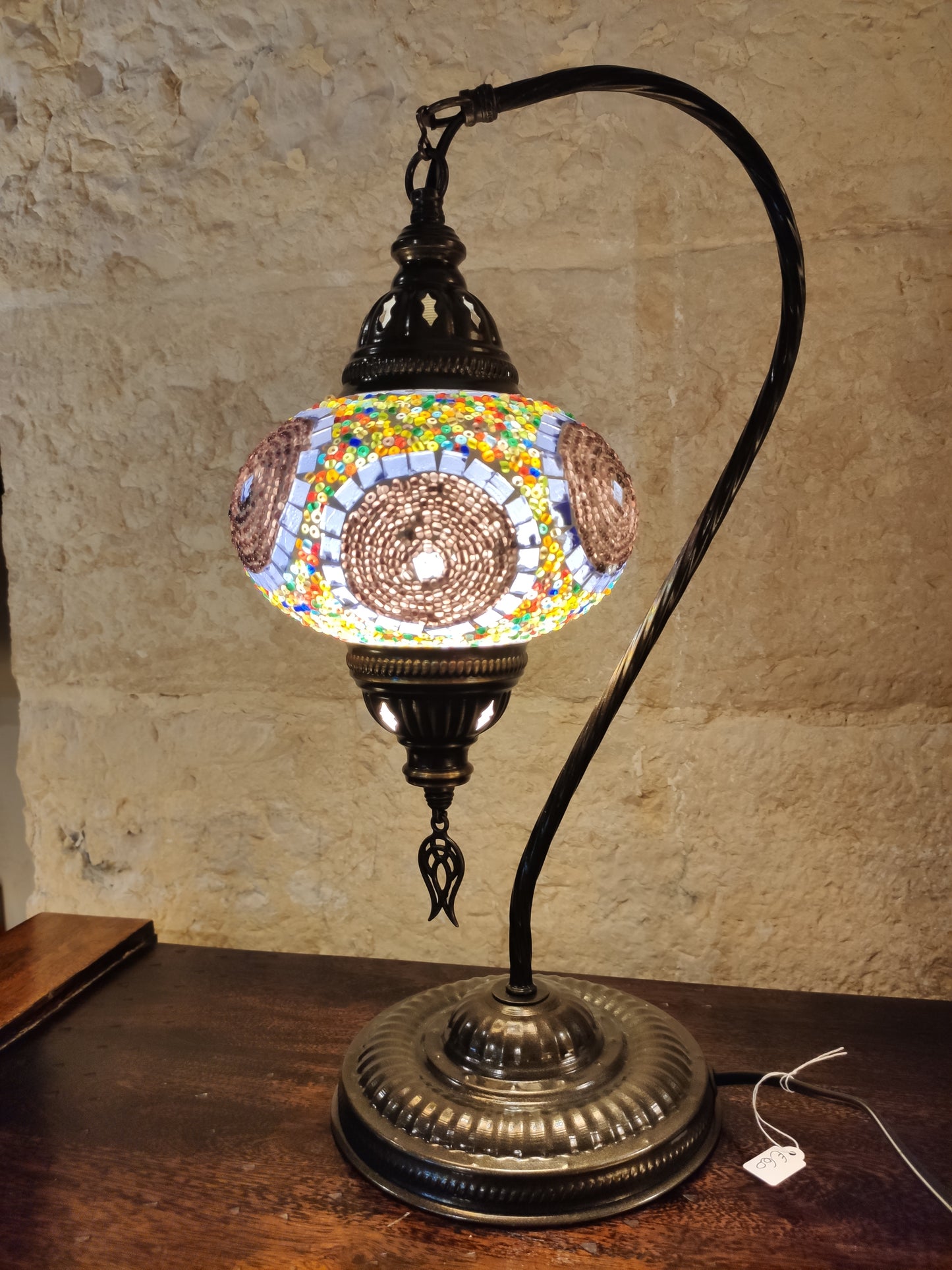 Turkish mosaic glass lamp, ethnic decor 2B