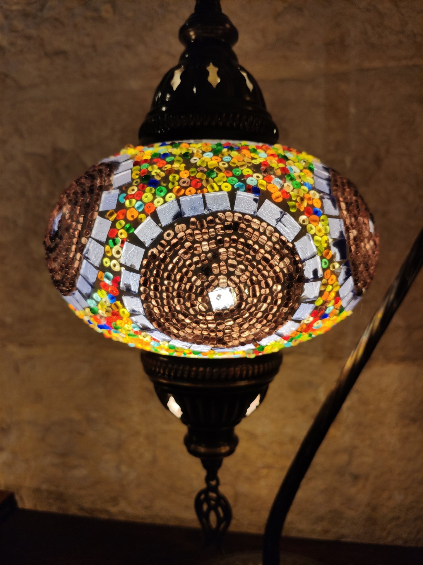 Turkish mosaic glass lamp, ethnic decor 2B