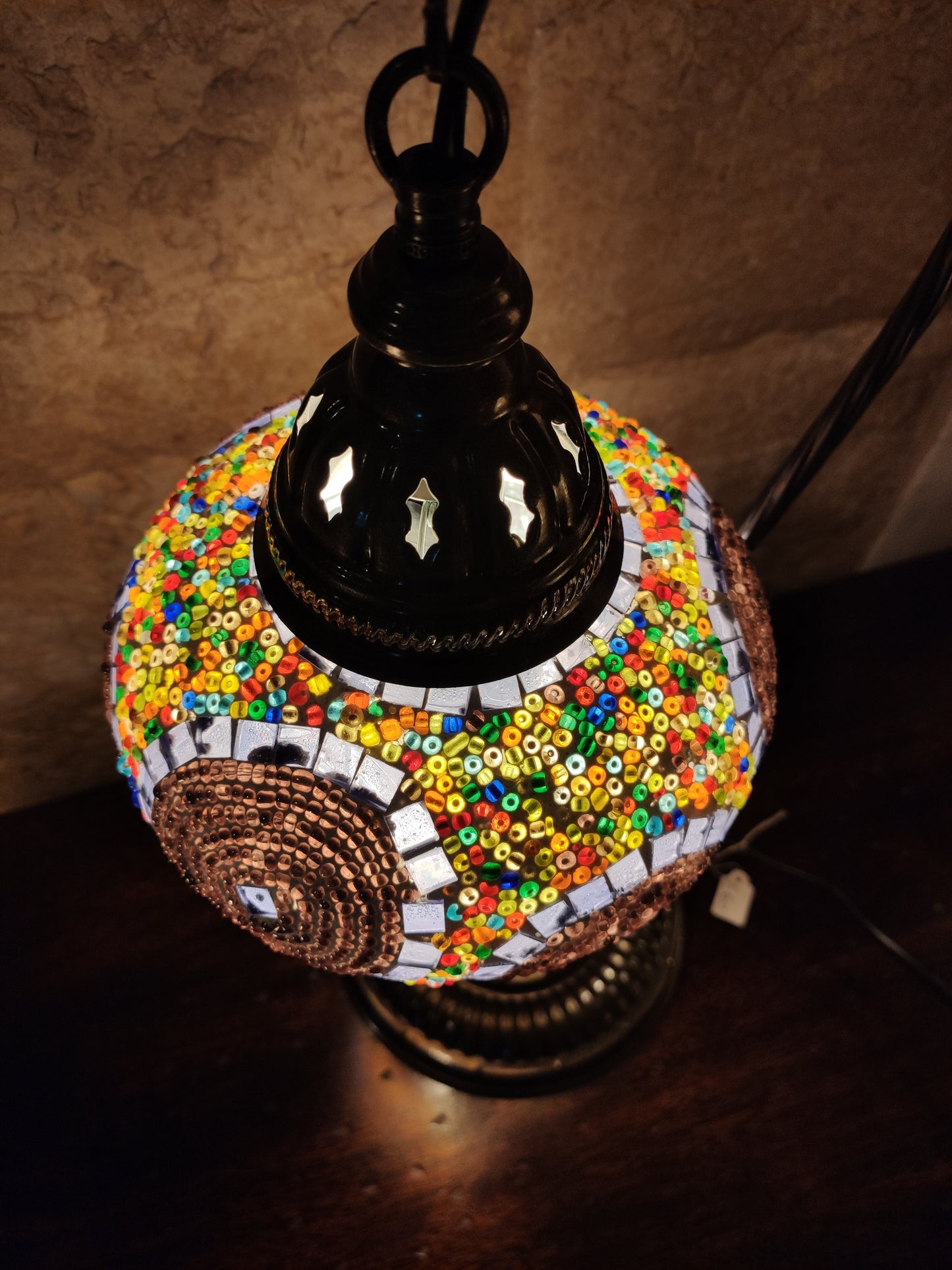 Turkish mosaic glass lamp, ethnic decor 2B