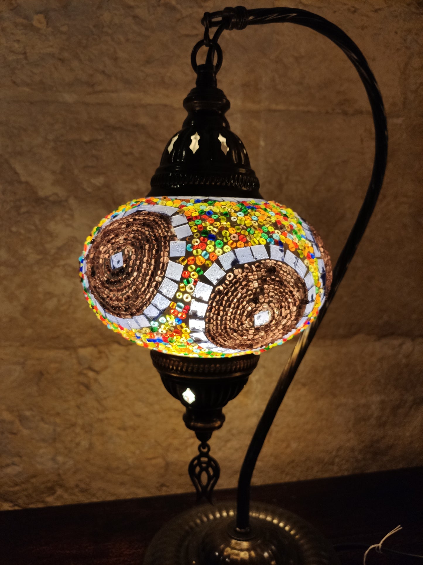 Turkish mosaic glass lamp, ethnic decor 2B