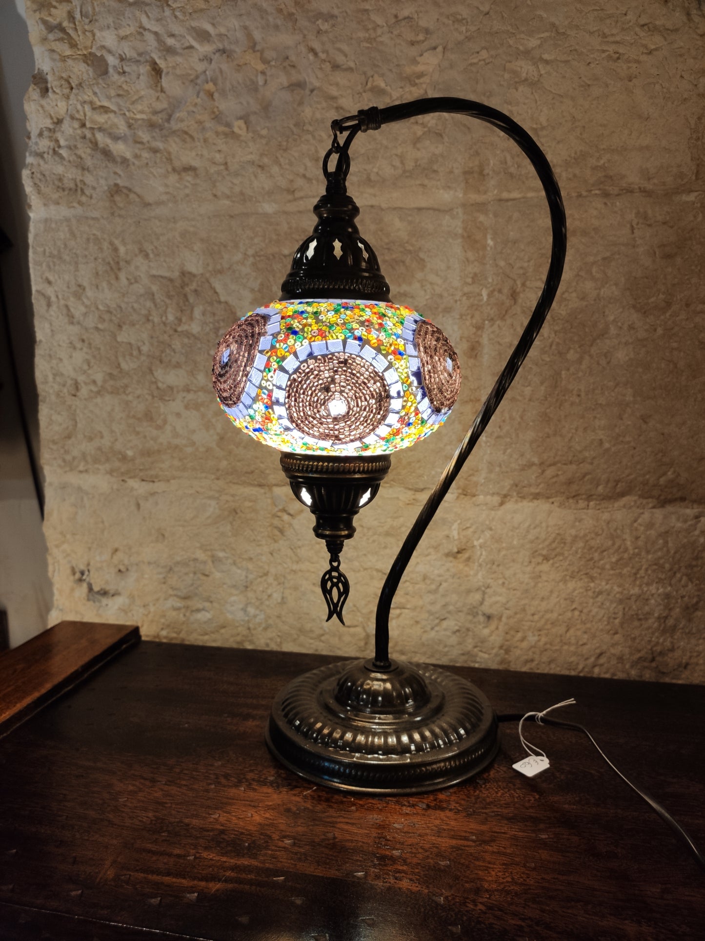 Turkish mosaic glass lamp, ethnic decor 2B