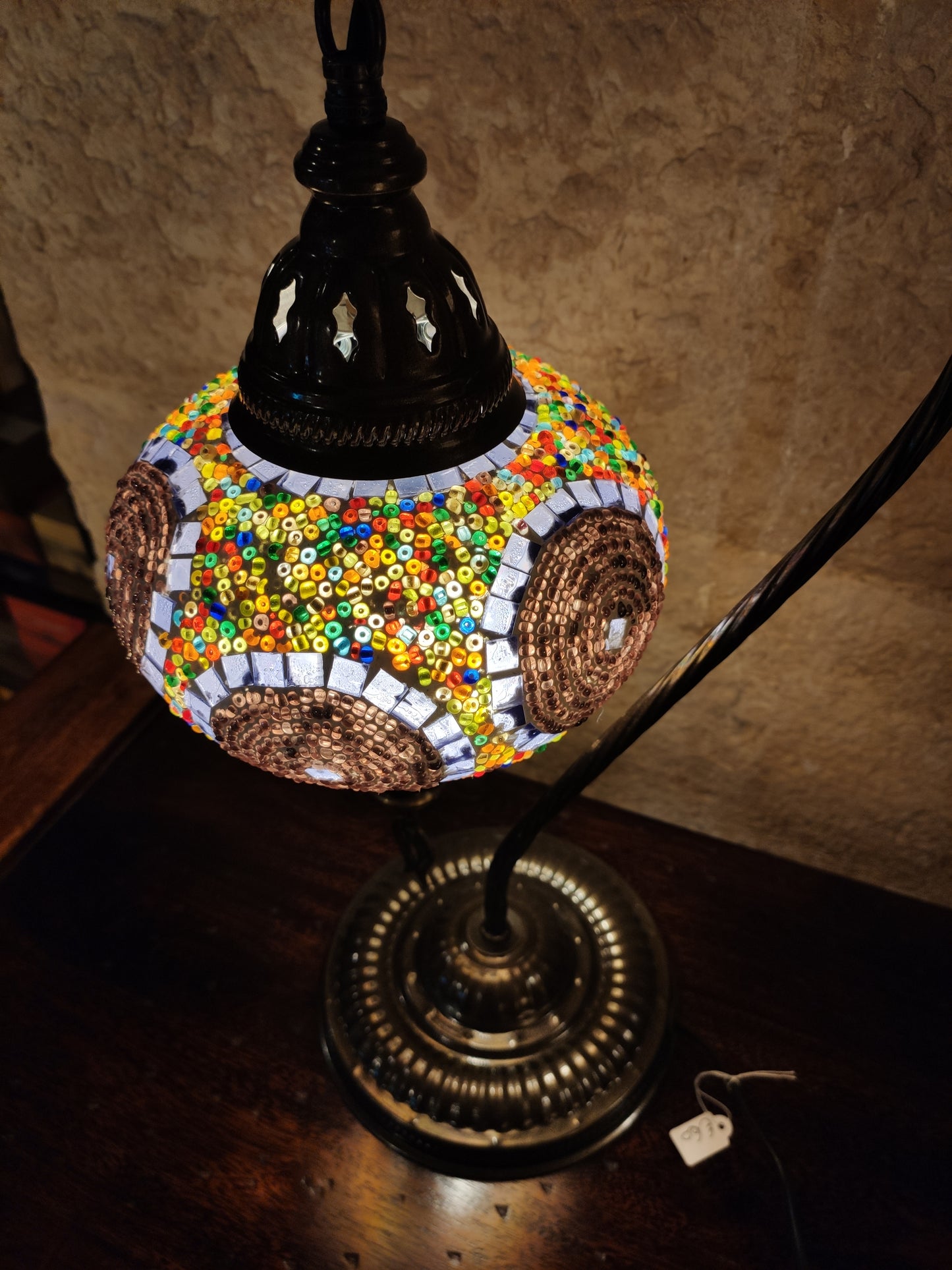 Turkish mosaic glass lamp, ethnic decor 2B