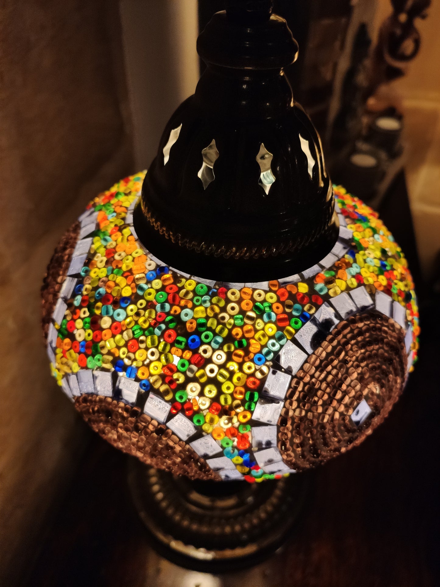 Turkish mosaic glass lamp, ethnic decor 2B