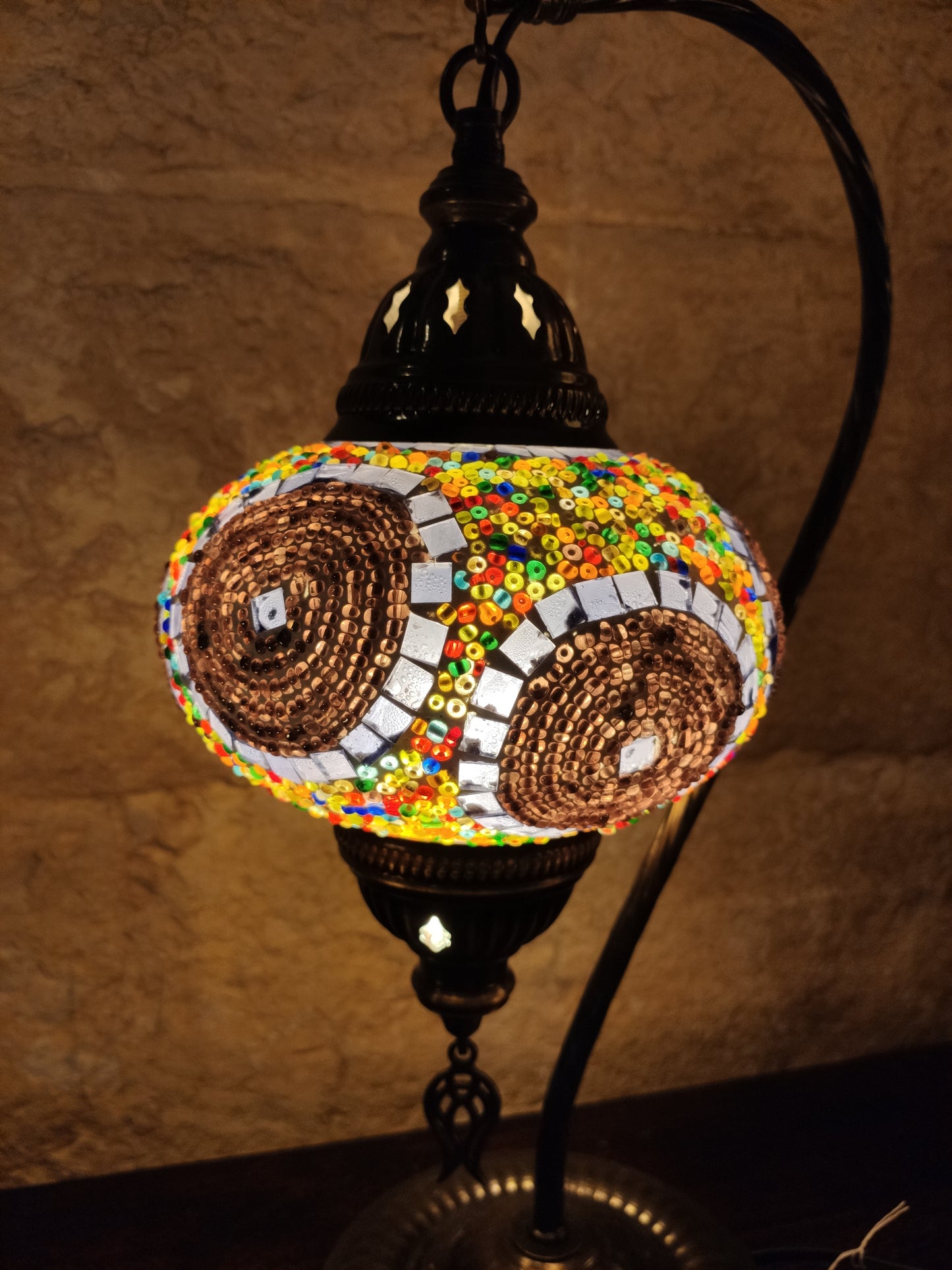 Turkish mosaic glass lamp, ethnic decor 2B