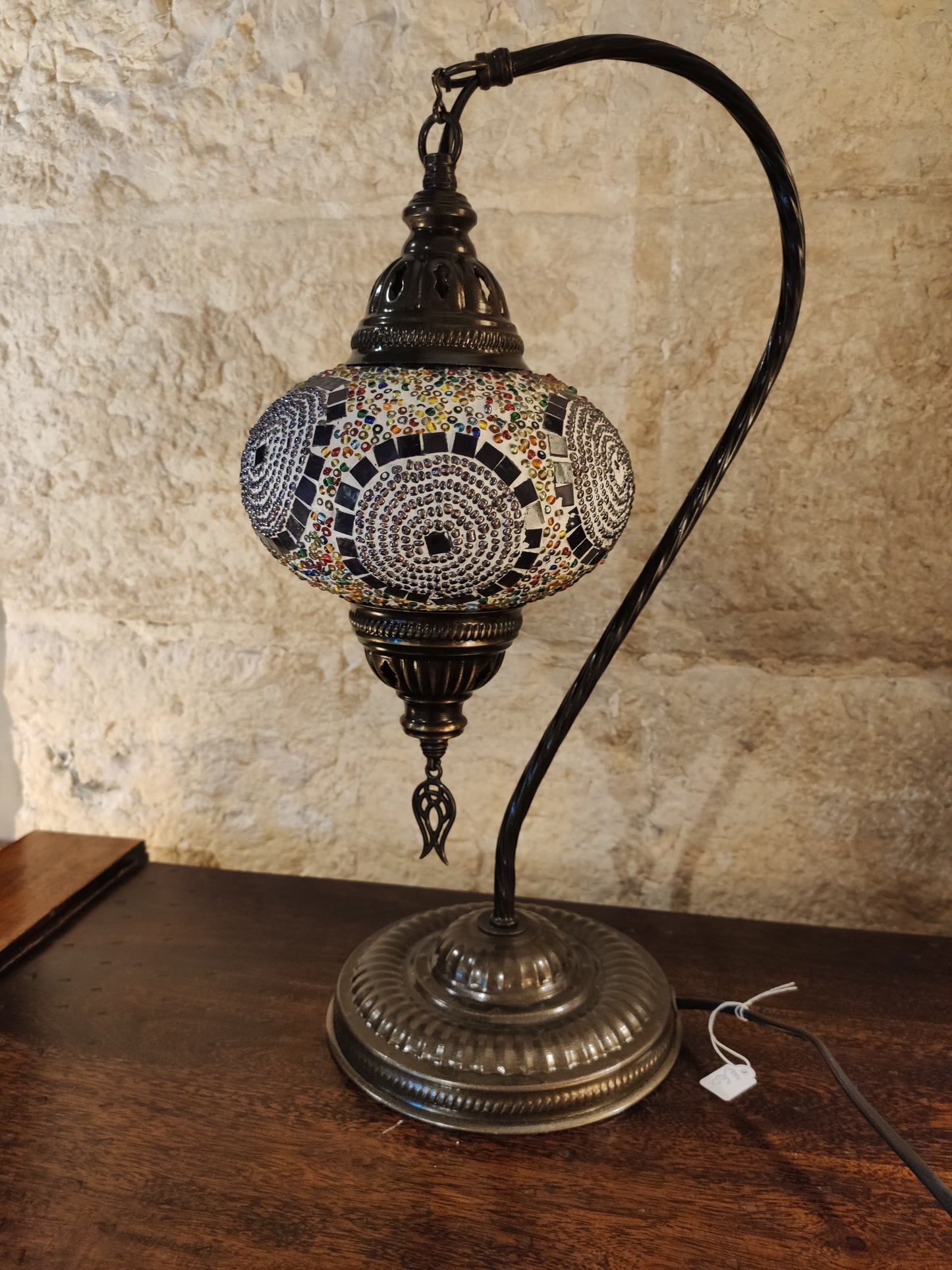 Turkish mosaic glass lamp, ethnic decor 2B