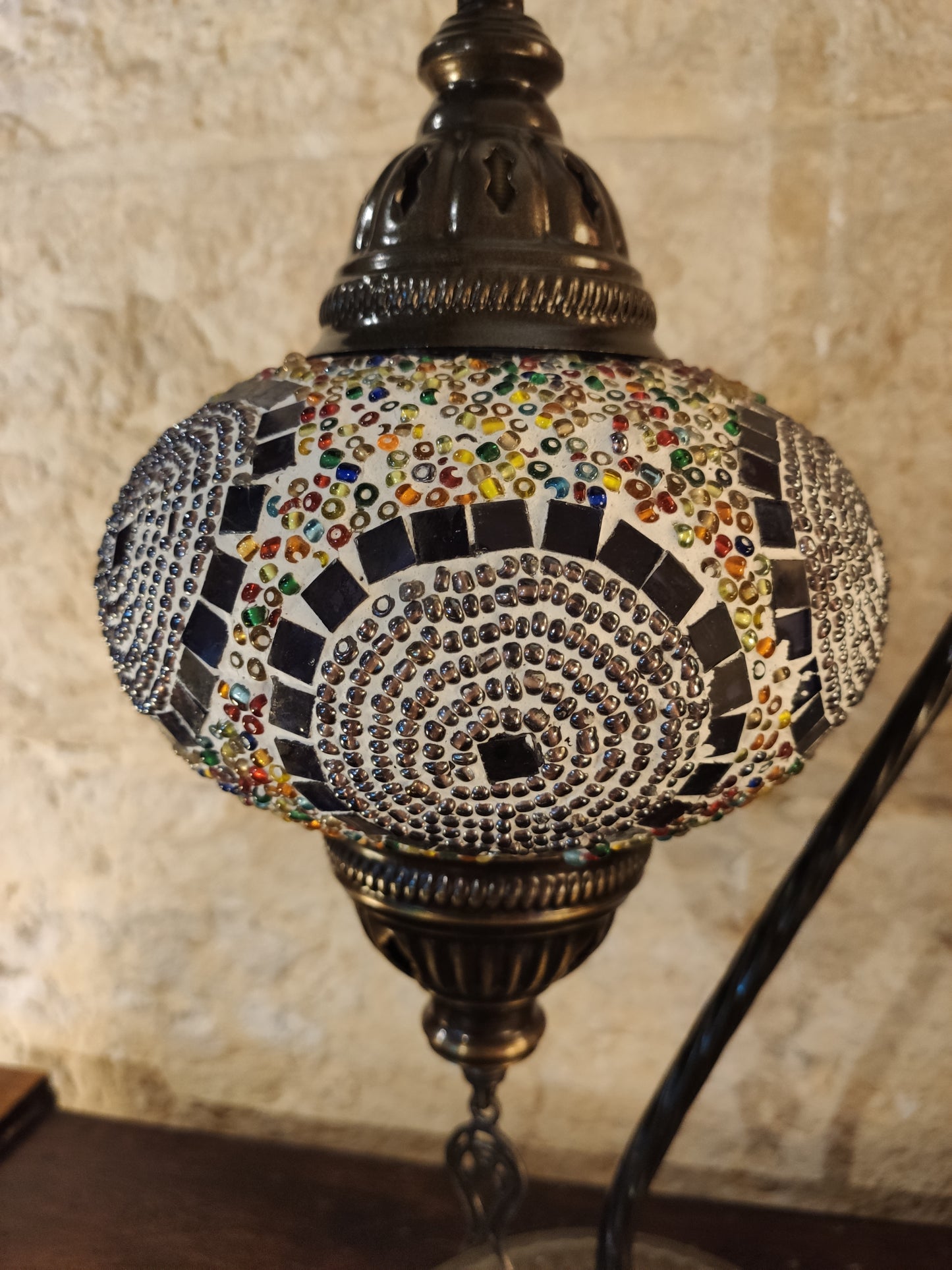 Turkish mosaic glass lamp, ethnic decor 2B