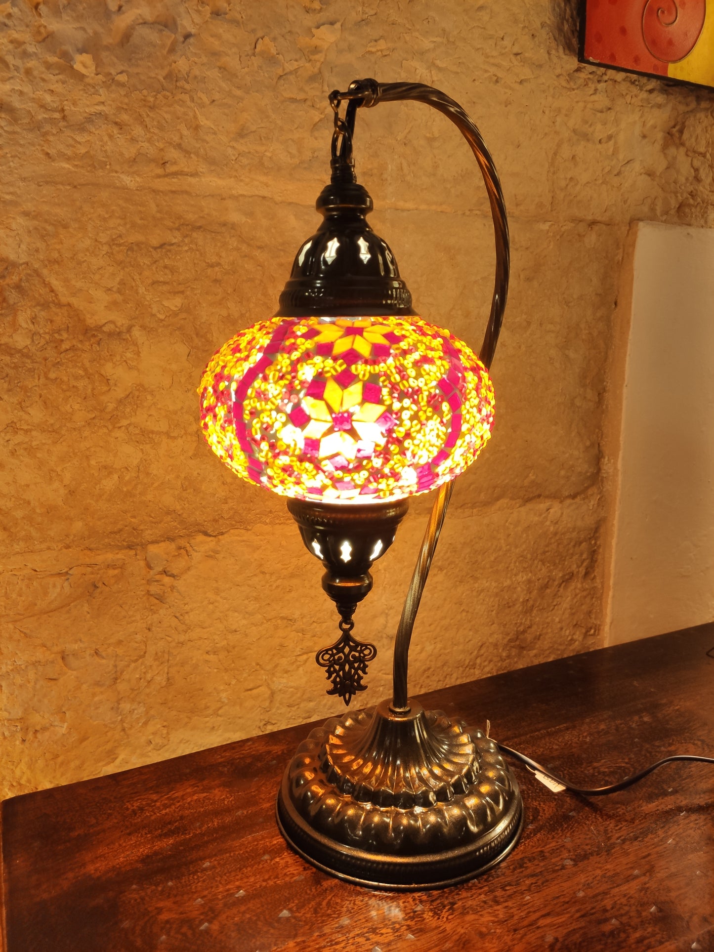 Turkish mosaic glass lamp, ethnic decor 2B