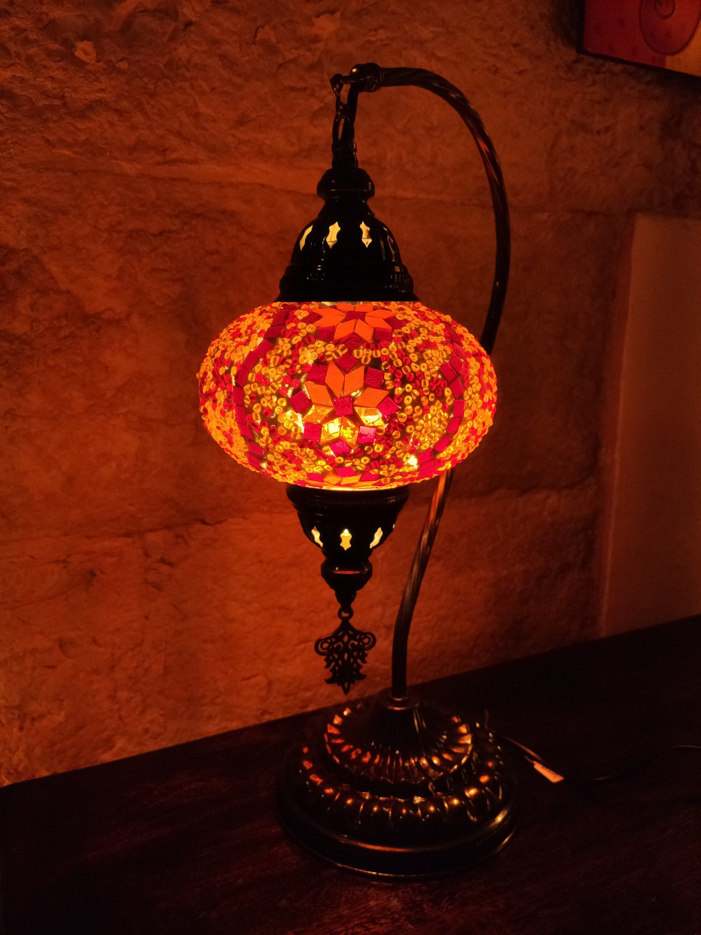 Turkish mosaic glass lamp, ethnic decor 2B