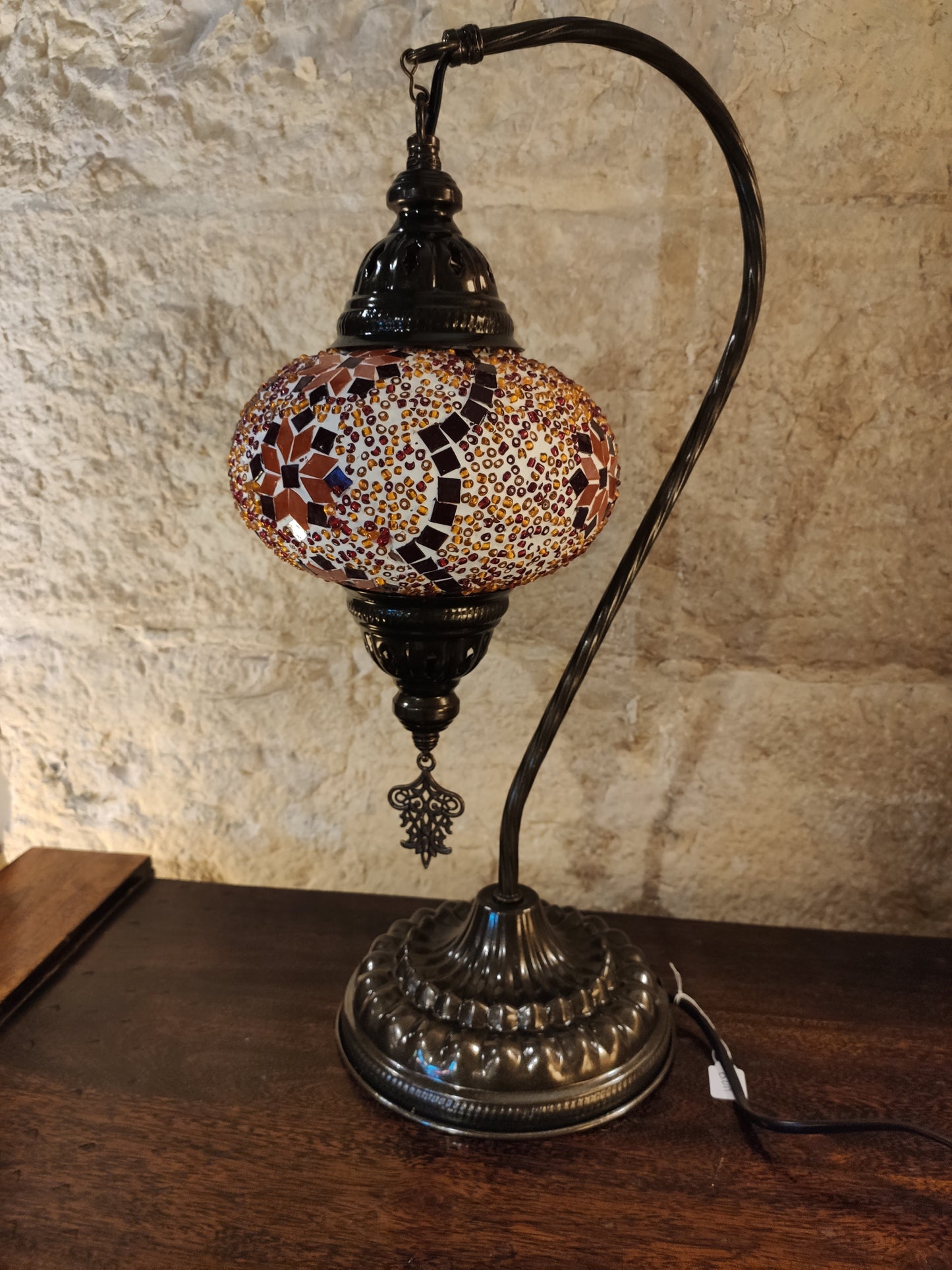 Turkish mosaic glass lamp, ethnic decor 2B