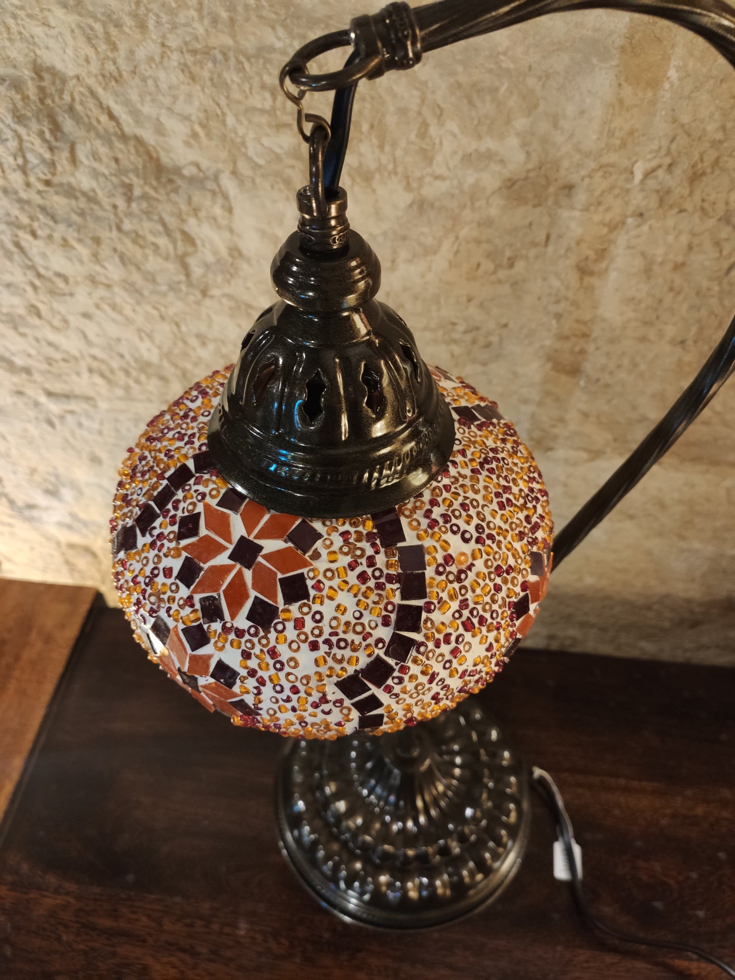 Turkish mosaic glass lamp, ethnic decor 2B