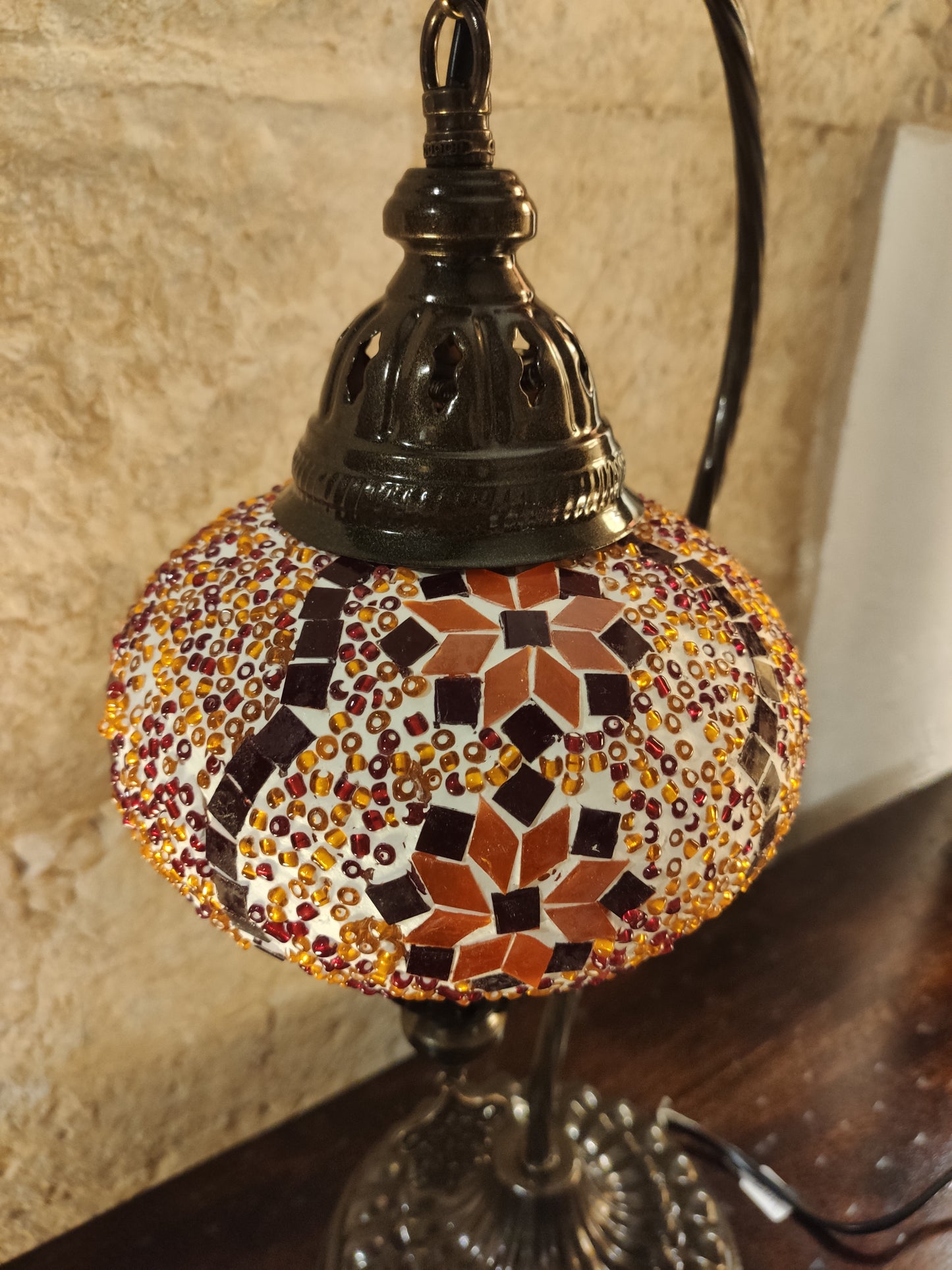 Turkish mosaic glass lamp, ethnic decor 2B