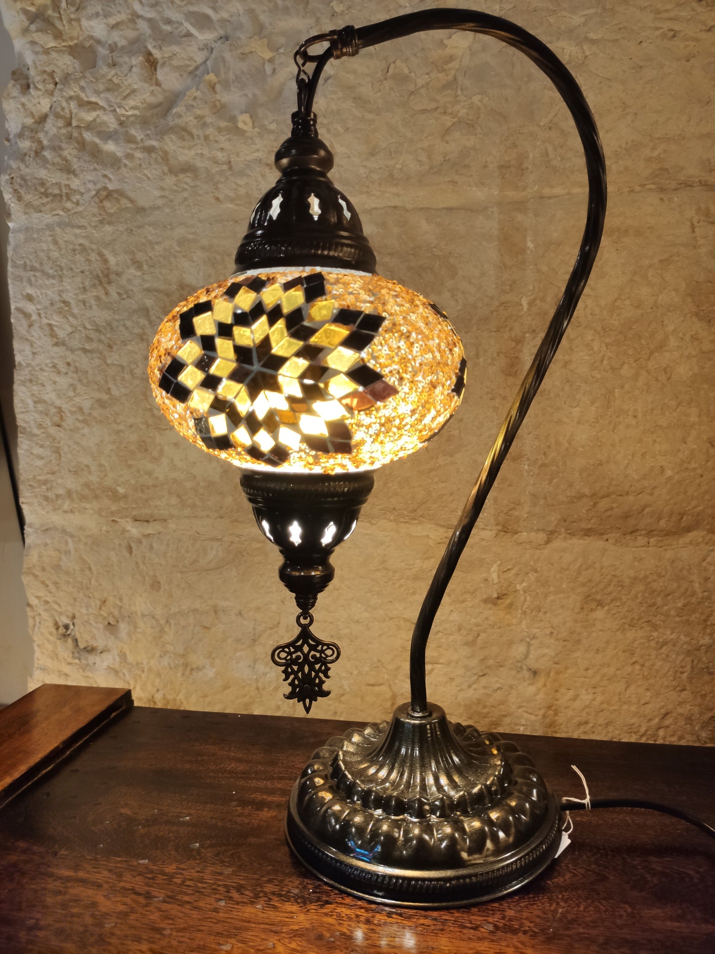 Turkish mosaic glass lamp, ethnic decor 2B